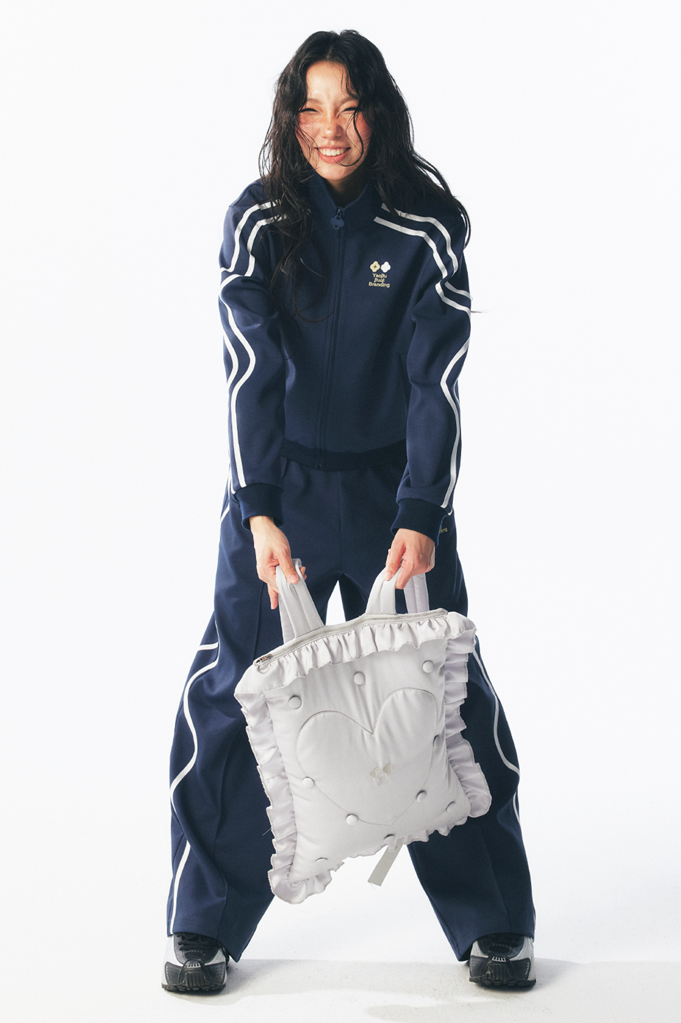 1997 POSTOFFICE Contrast Curved-Stripe Quick-Dry Track Pants