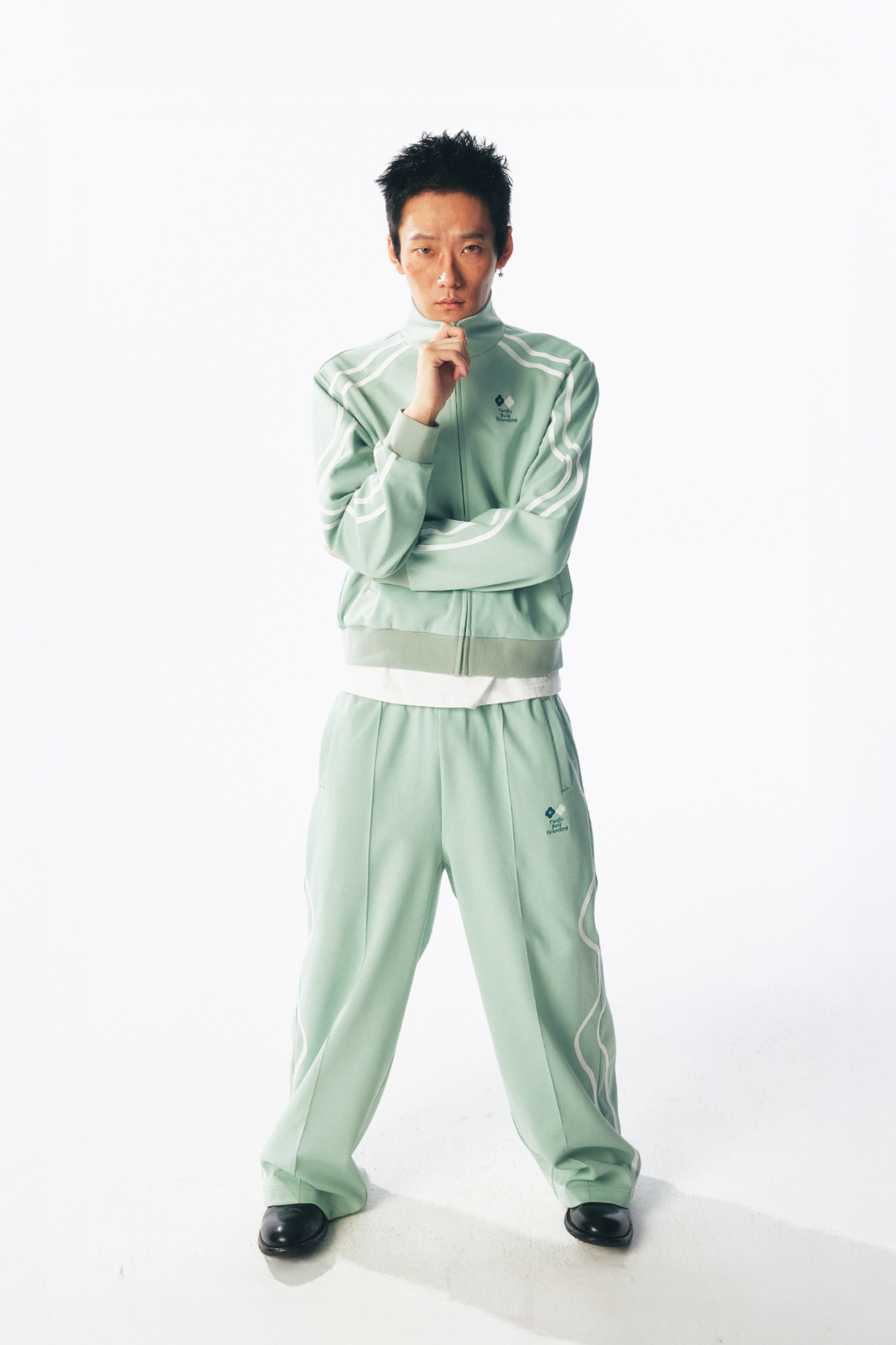 1997 POSTOFFICE Contrast Curved-Stripe Quick-Dry Track Pants