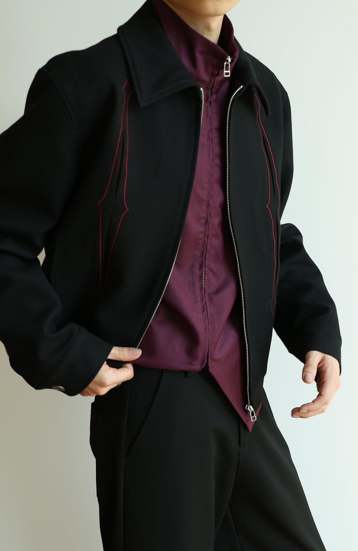 OKAYTHXBYE Embroidered Patchwork Distressed Cropped Jacket