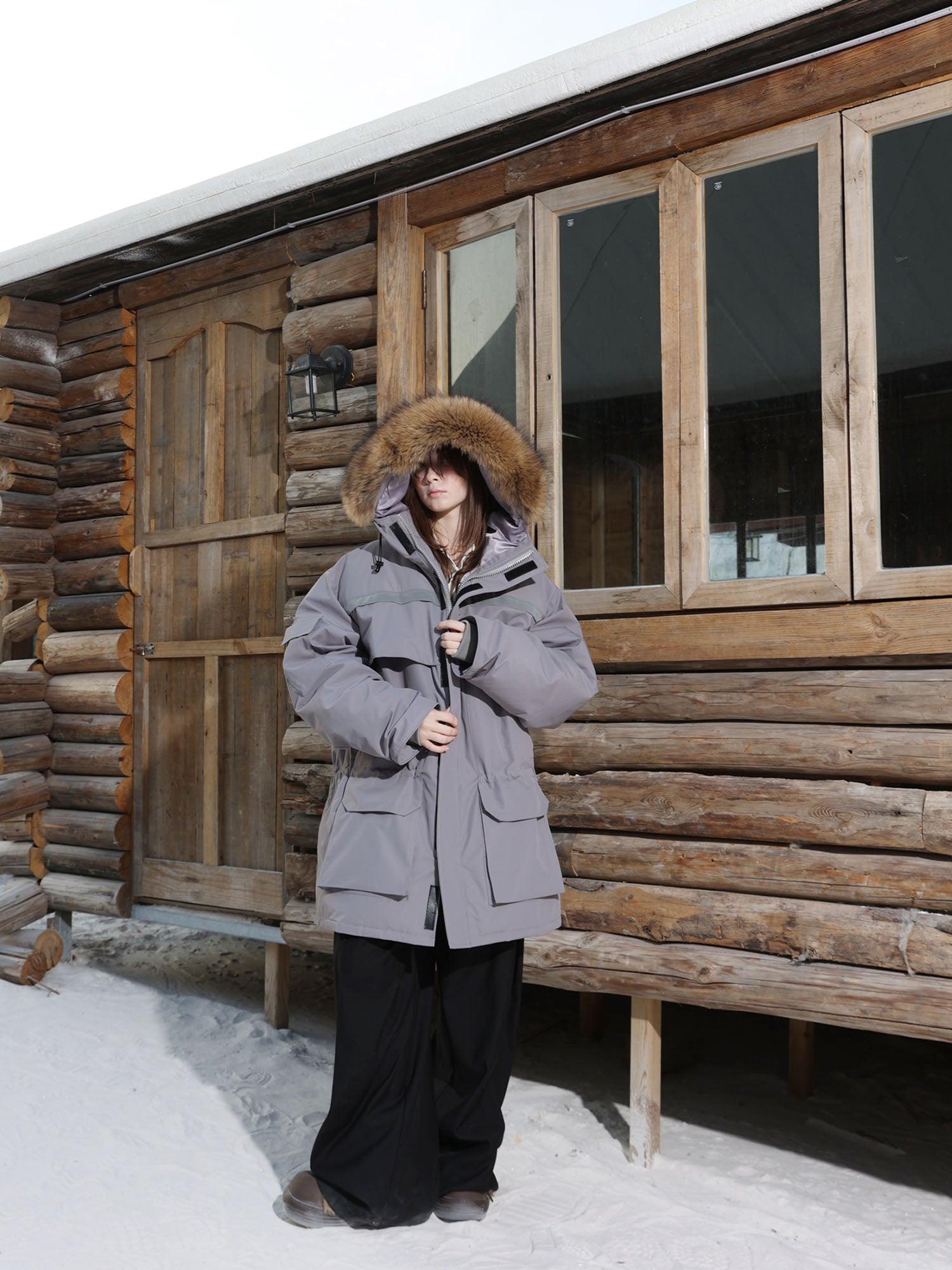 ERROR CODE ROBOT Faux Fur-Trimmed Reflective-Strip Utility Parka, premium urban and streetwear designers apparel on PROJECTISR.com, ERROR CODE ROBOT