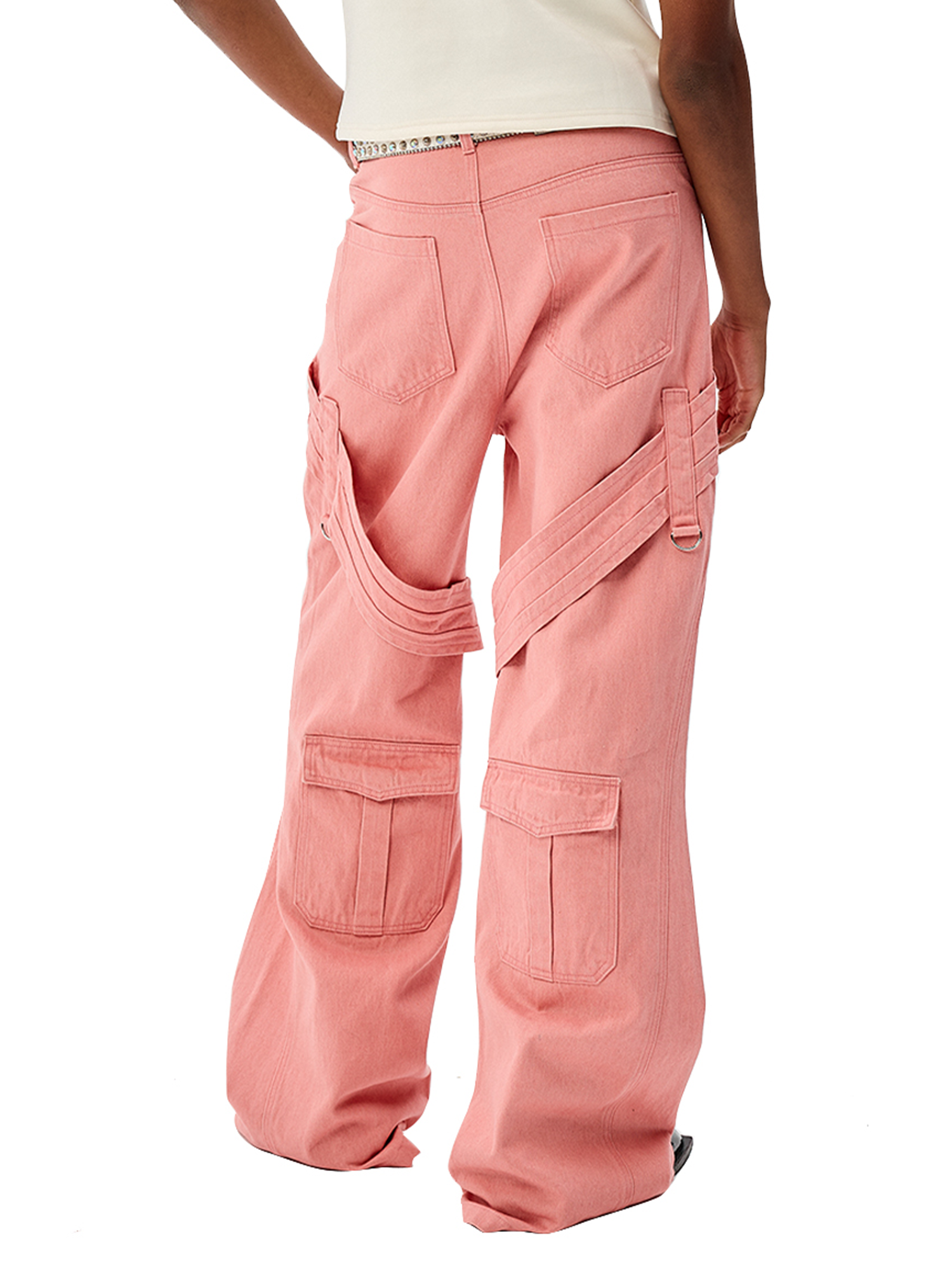 CYCYCY Tie Detail Multi-Pocket Cargo Jeans