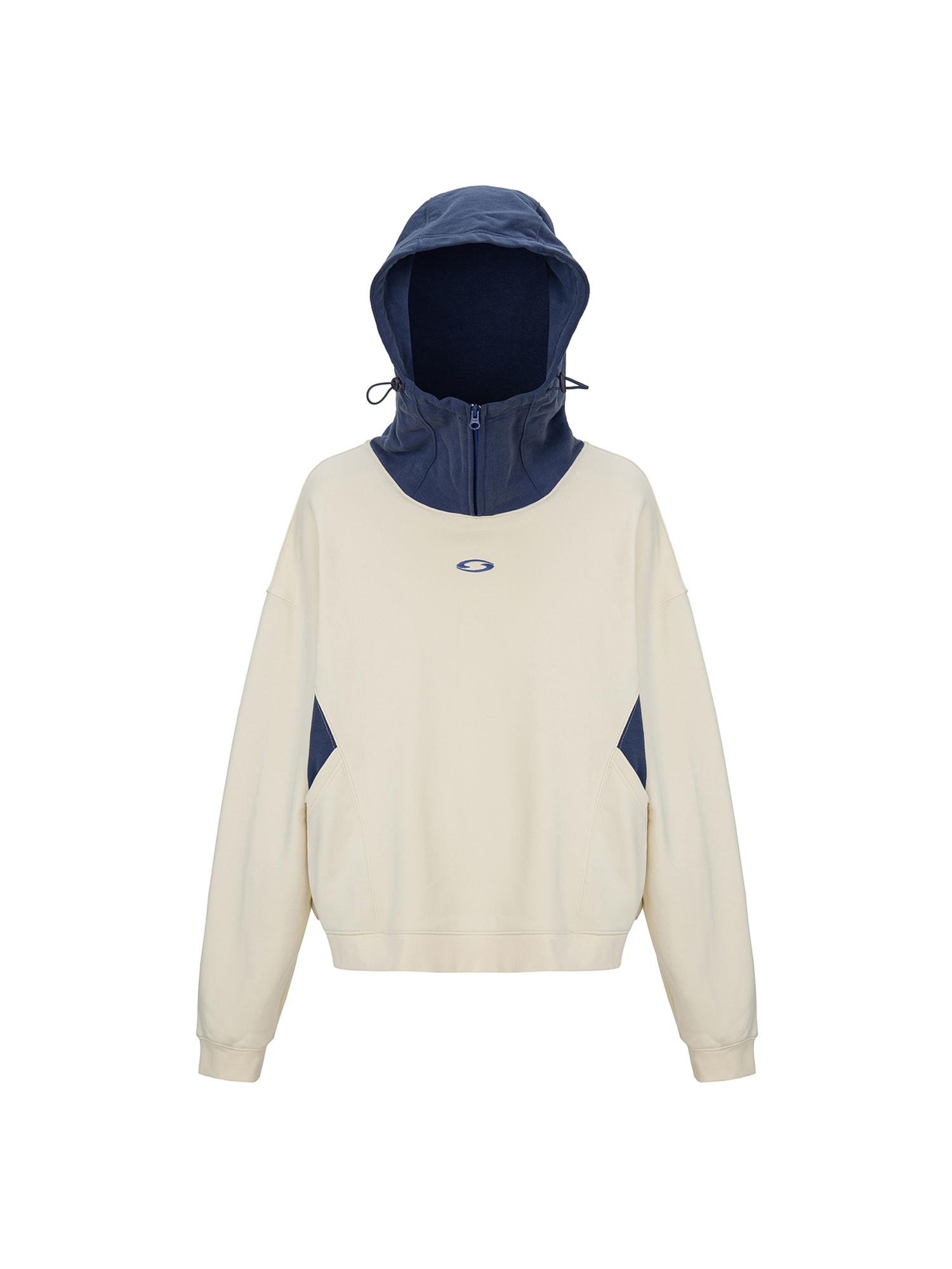 F2CE Contrast Paneled Funnel-Hood Pullover