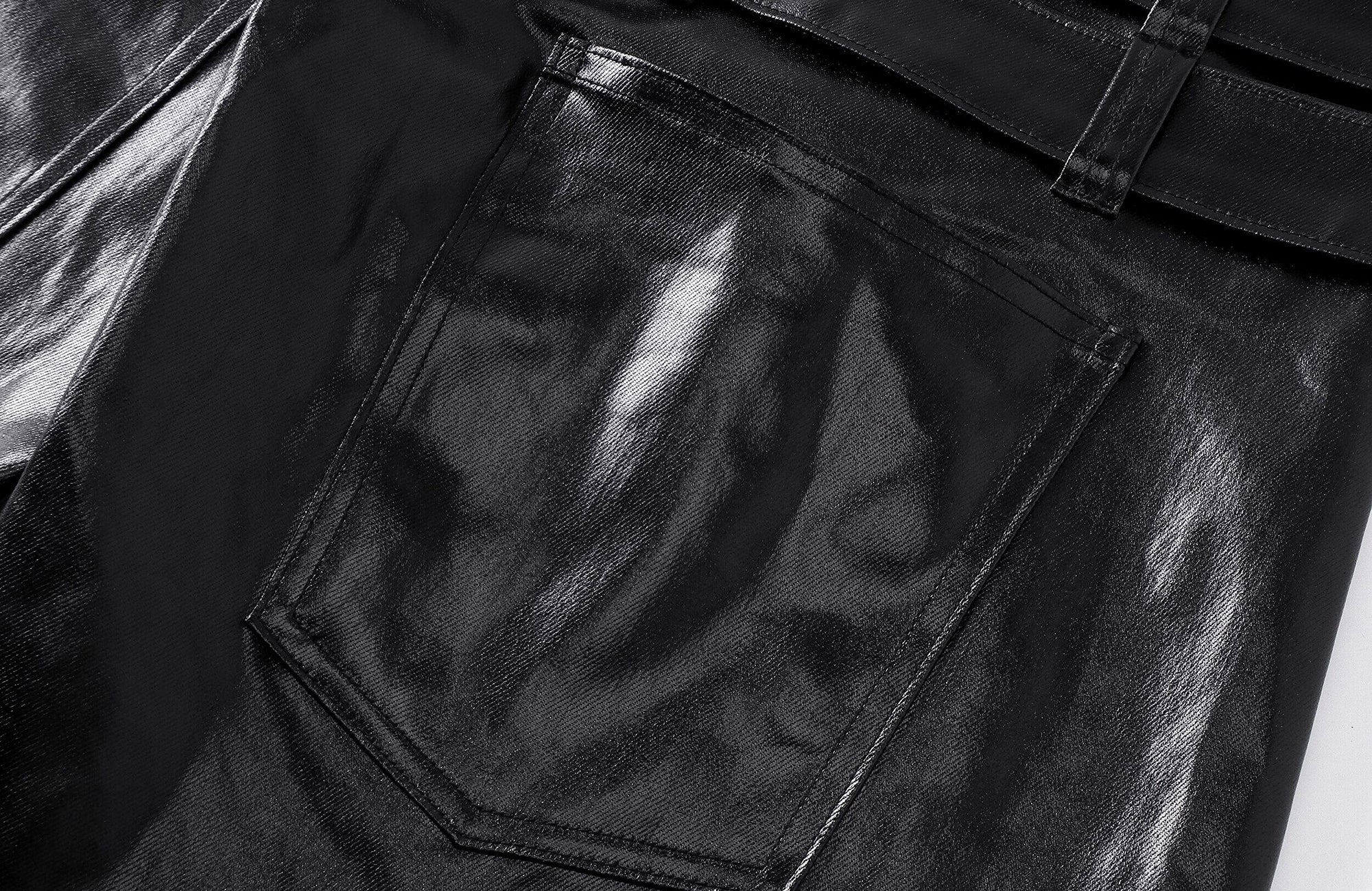 REBEL WAVE Multi-Waist Faux Leather Curved Pants