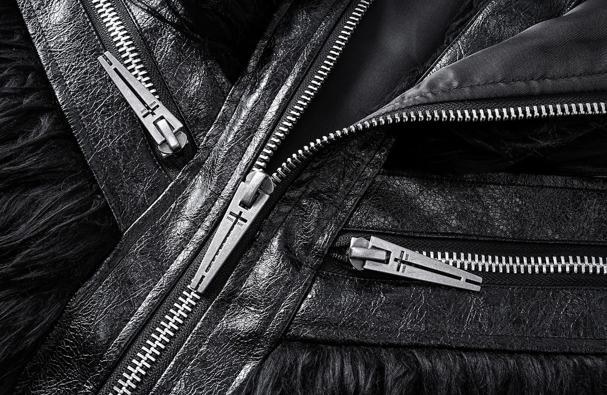 REBEL WAVE Faux Leather Zippered Faux Fur Jacket