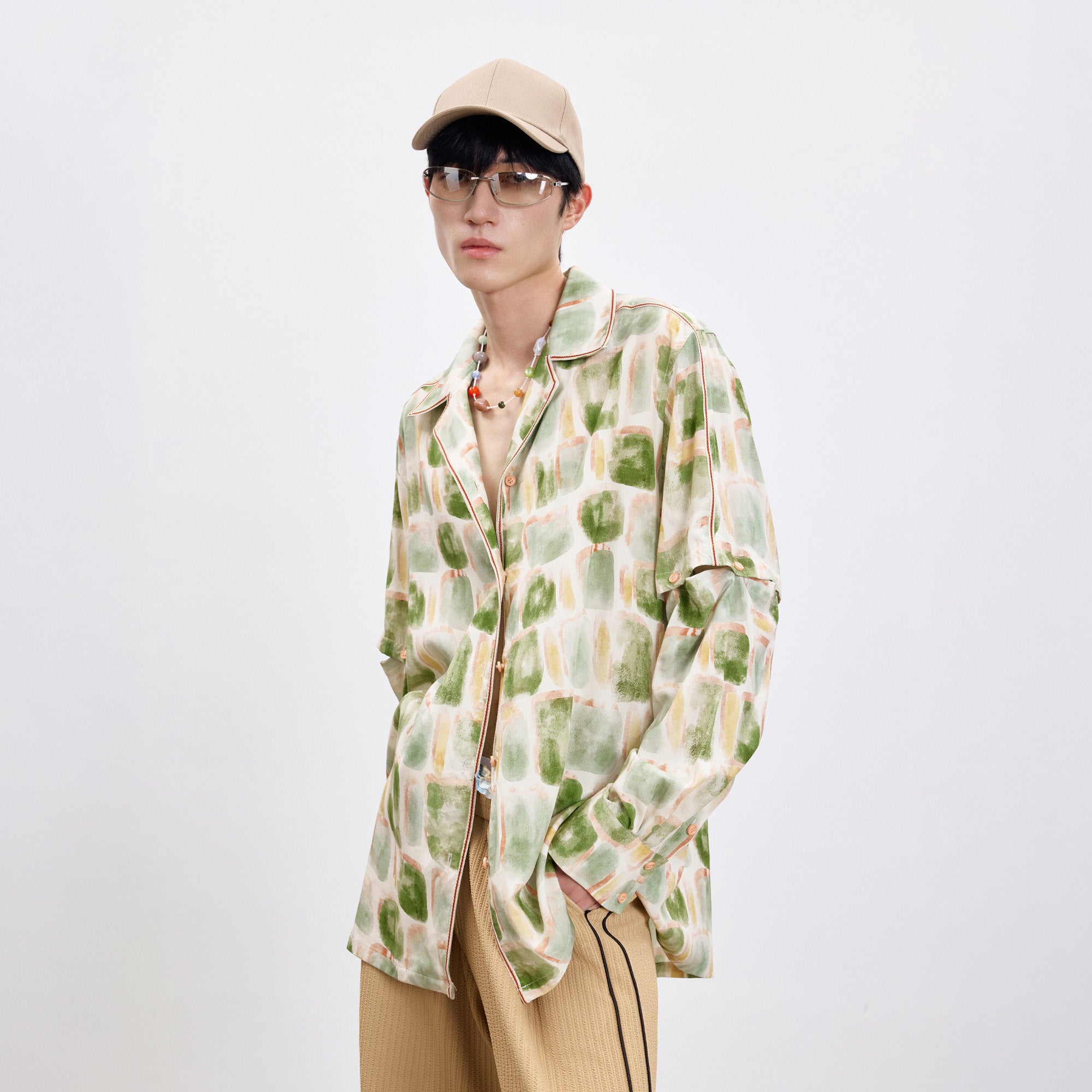 TUIMU Brush-Paint Full-Print Detachable-Sleeve Shirt, premium urban and streetwear designers apparel on PROJECTISR.com, TUIMU