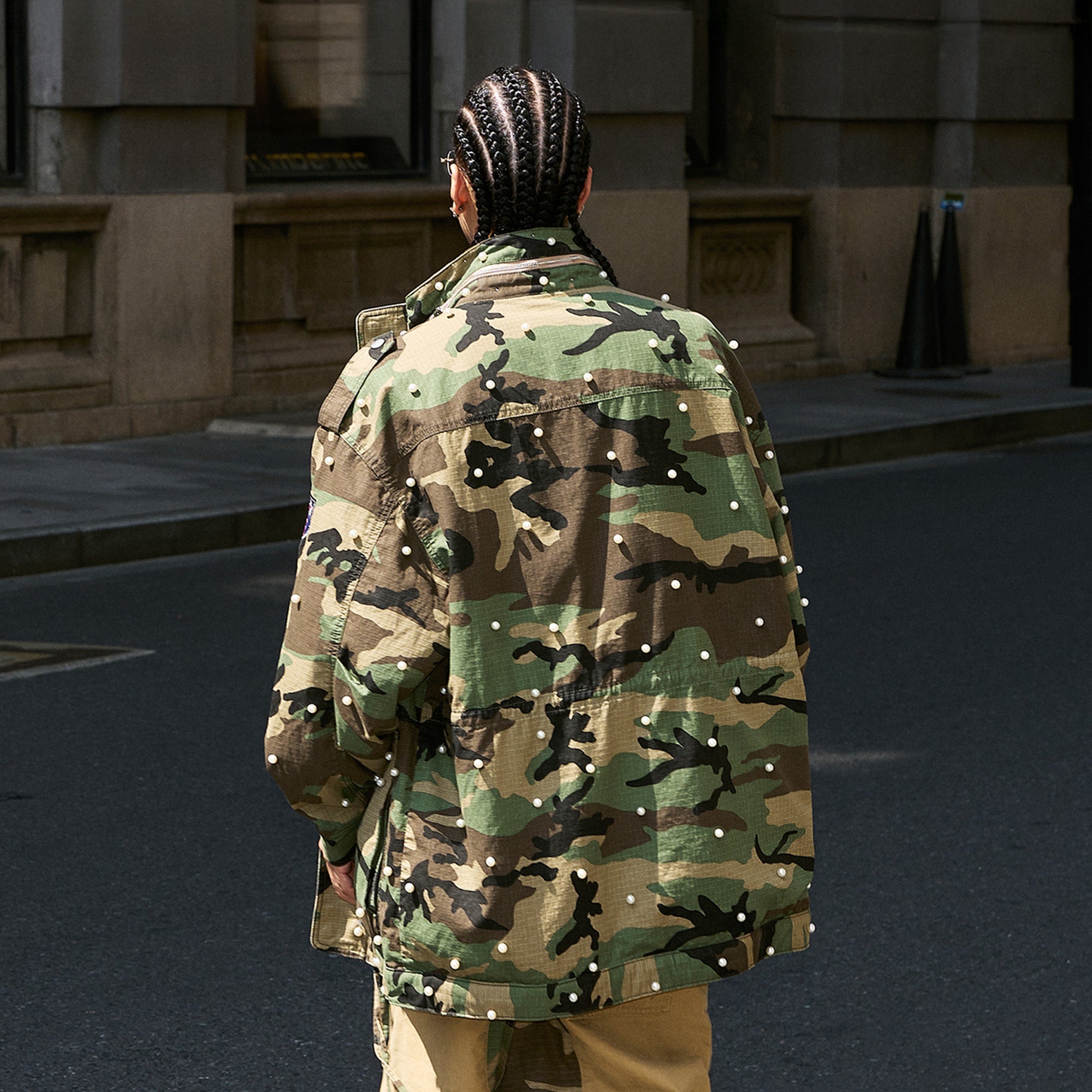 STEEPC Camo Pearl-Studded Patch Utility Jacket