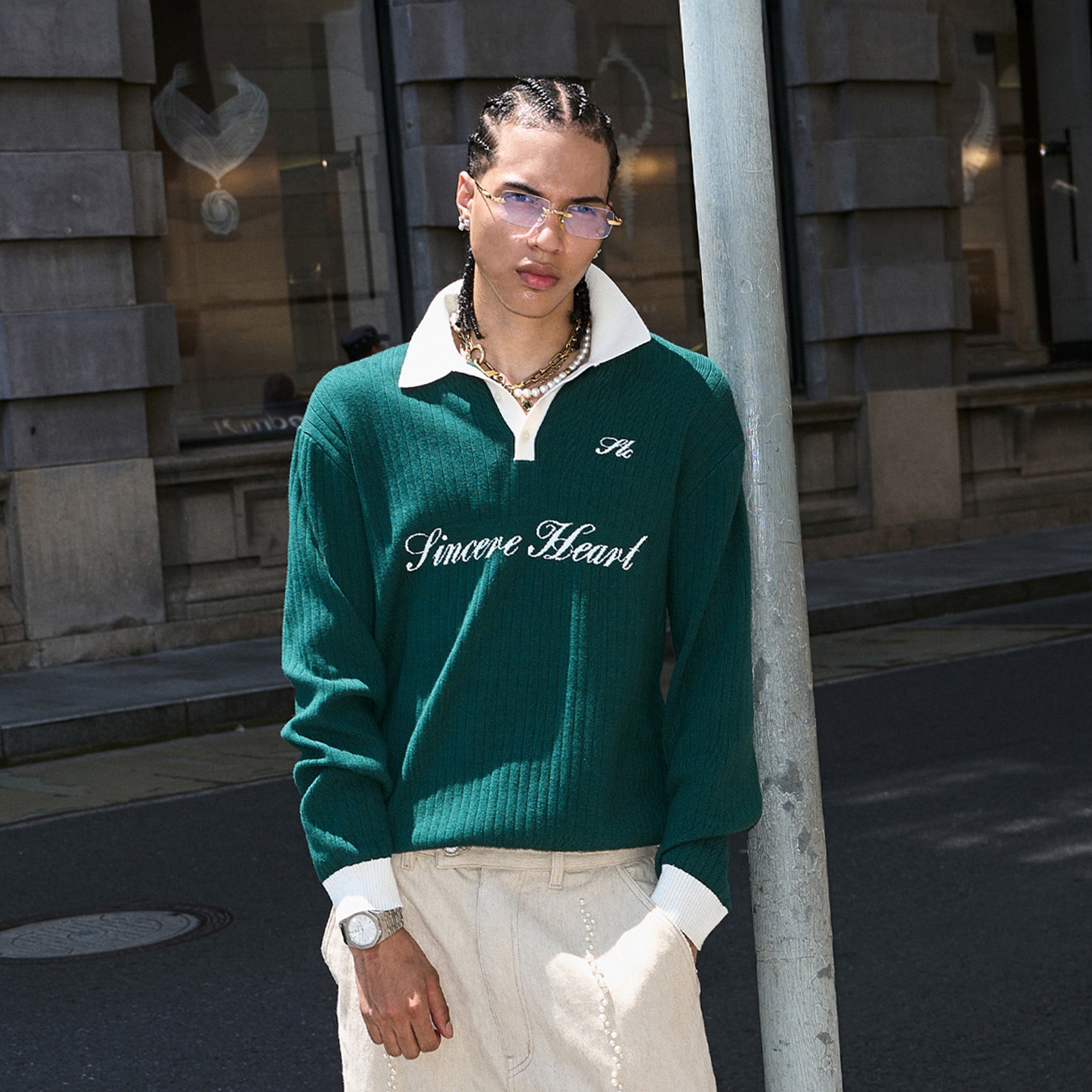 STEEPC Contrast Collar Polo Sweater, premium urban and streetwear designers apparel on PROJECTISR.com, STEEPC
