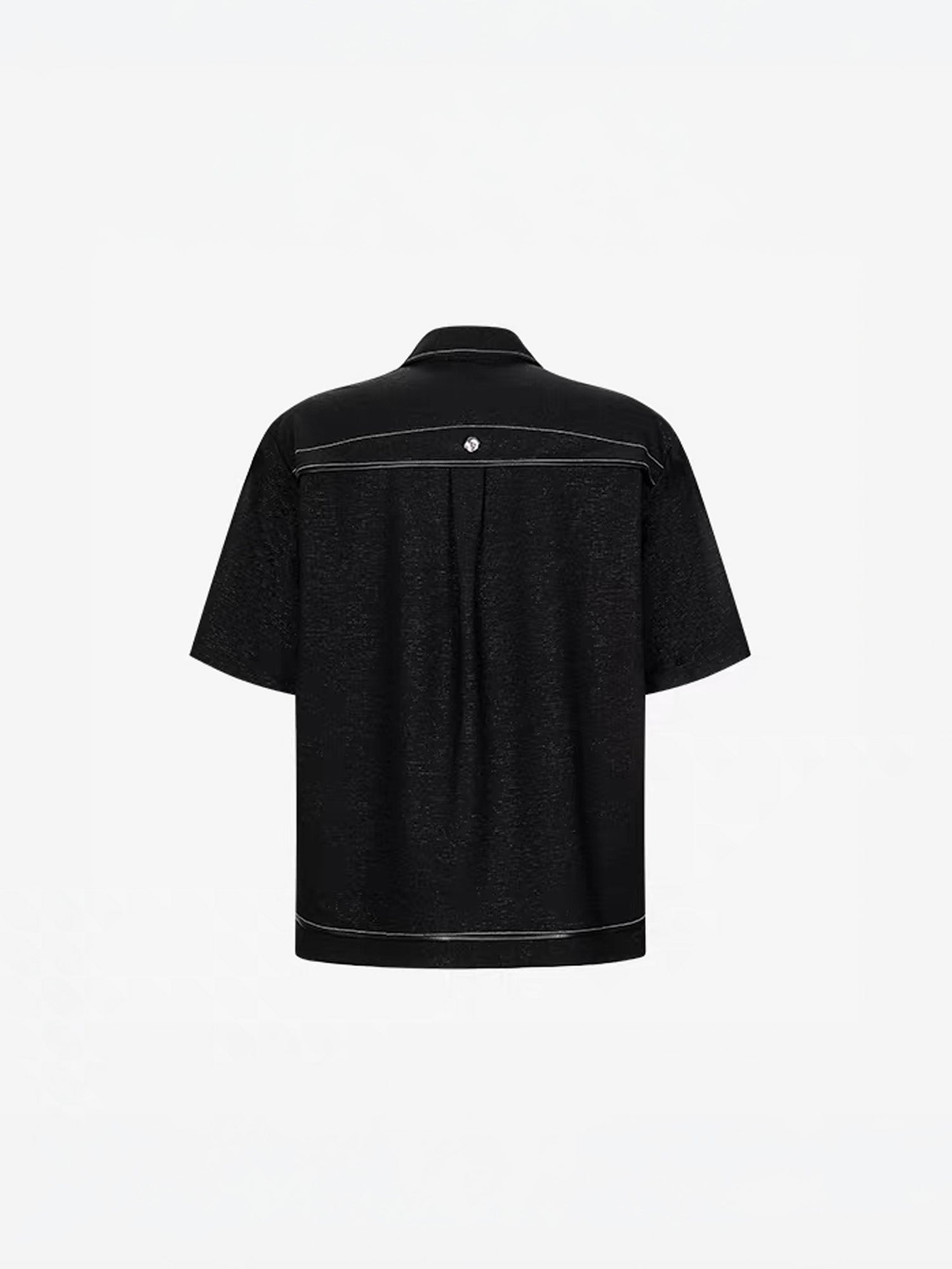 TIWILLTANG Studded Trim Zip-Up Half Shirt, premium urban and streetwear designers apparel on PROJECTISR.com, TIWILLTANG