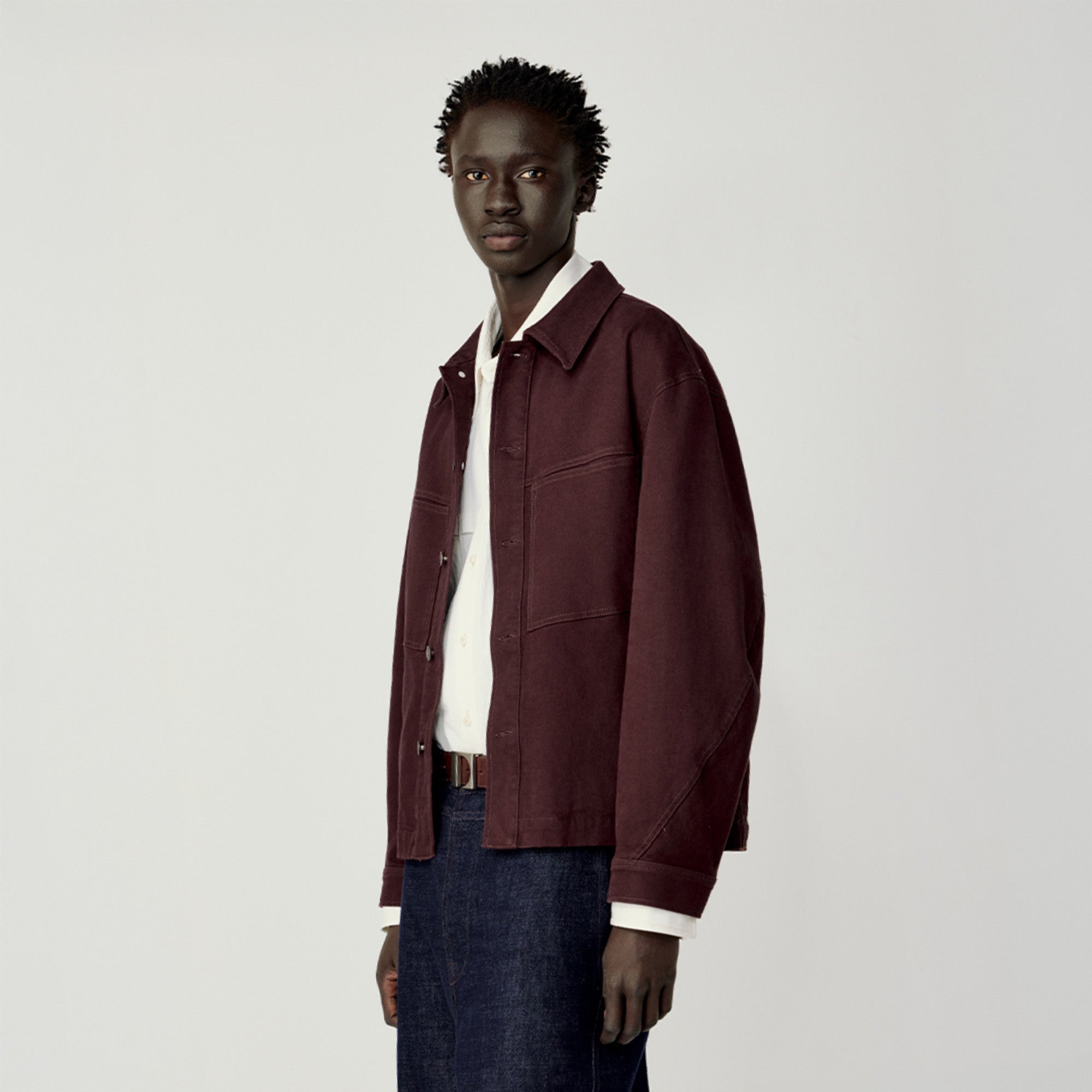 OPICLOTH Washed Patch-Pockets Curved-Cuffs Jacket