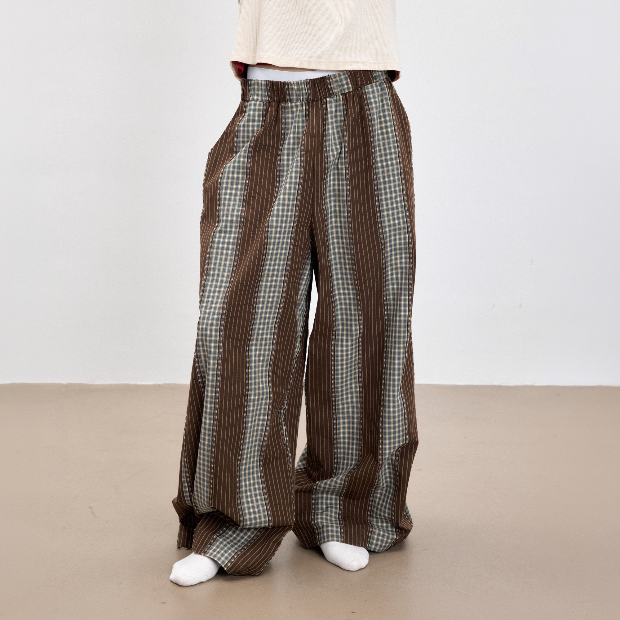 TUIMU Striped Wide-Leg Lounge Pants, premium urban and streetwear designers apparel on PROJECTISR.com, TUIMU