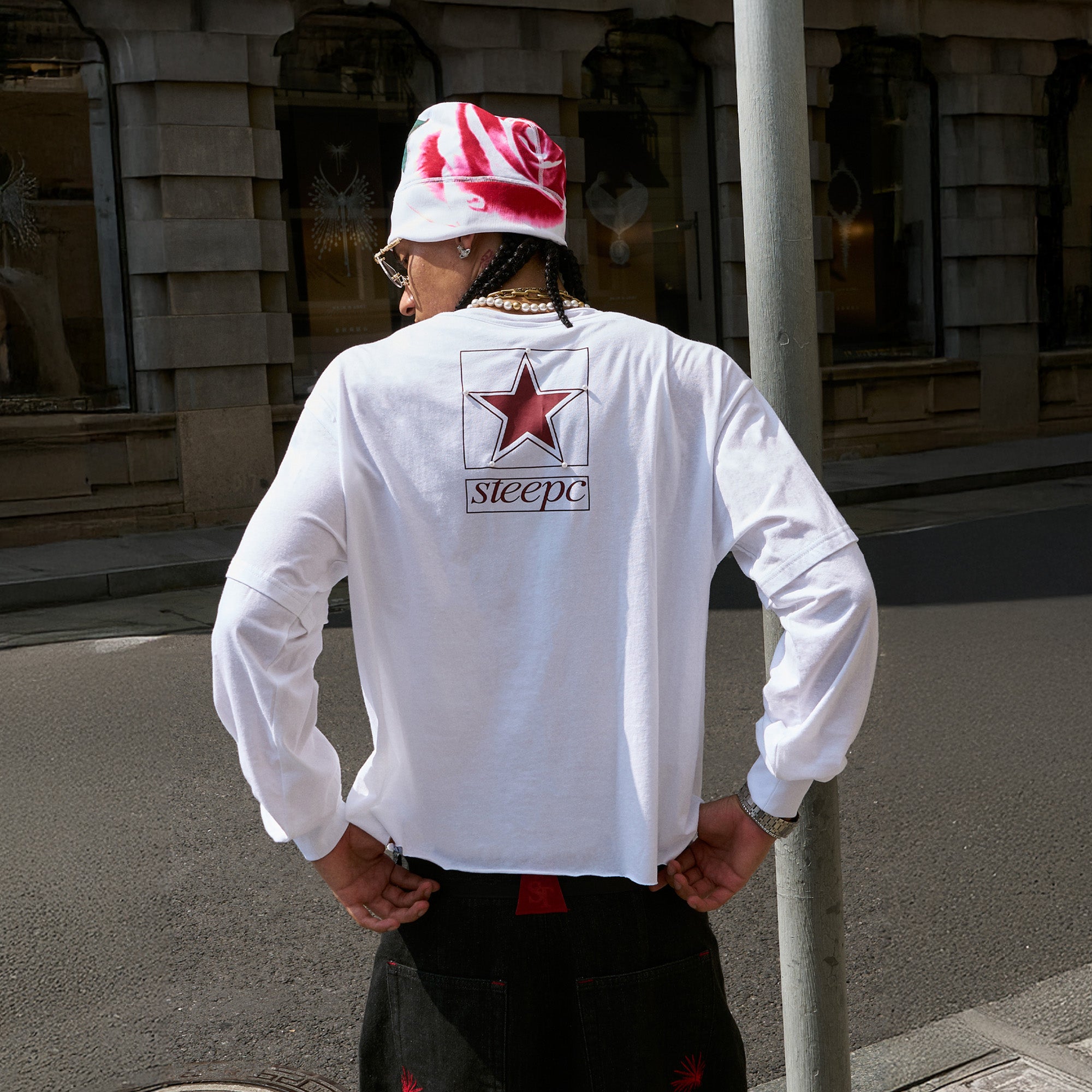 STEEPC Layered Henley Pearl-Star Long-Sleeve Tee, premium urban and streetwear designers apparel on PROJECTISR.com, STEEPC