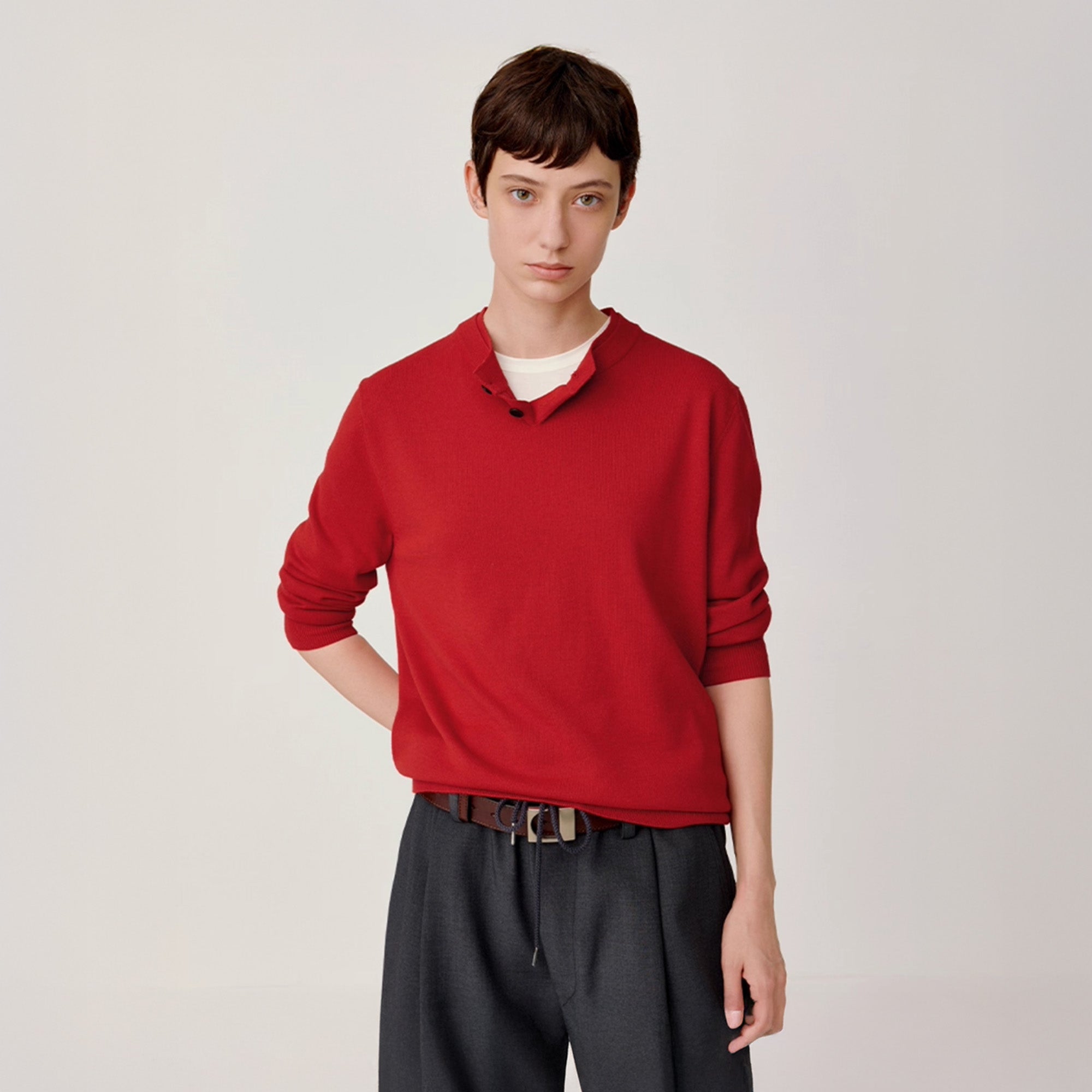 OPICLOTH Essential Layered Collar Sweater