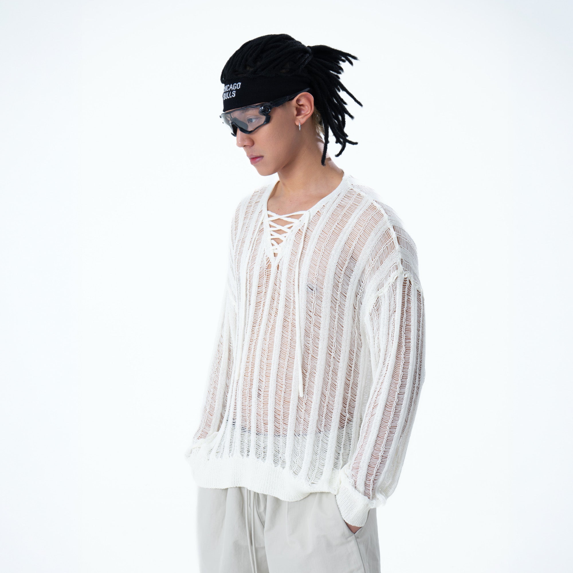 CLP Sheer Striped Open-Knit Sweater, premium urban and streetwear designers apparel on PROJECTISR.com, CLP