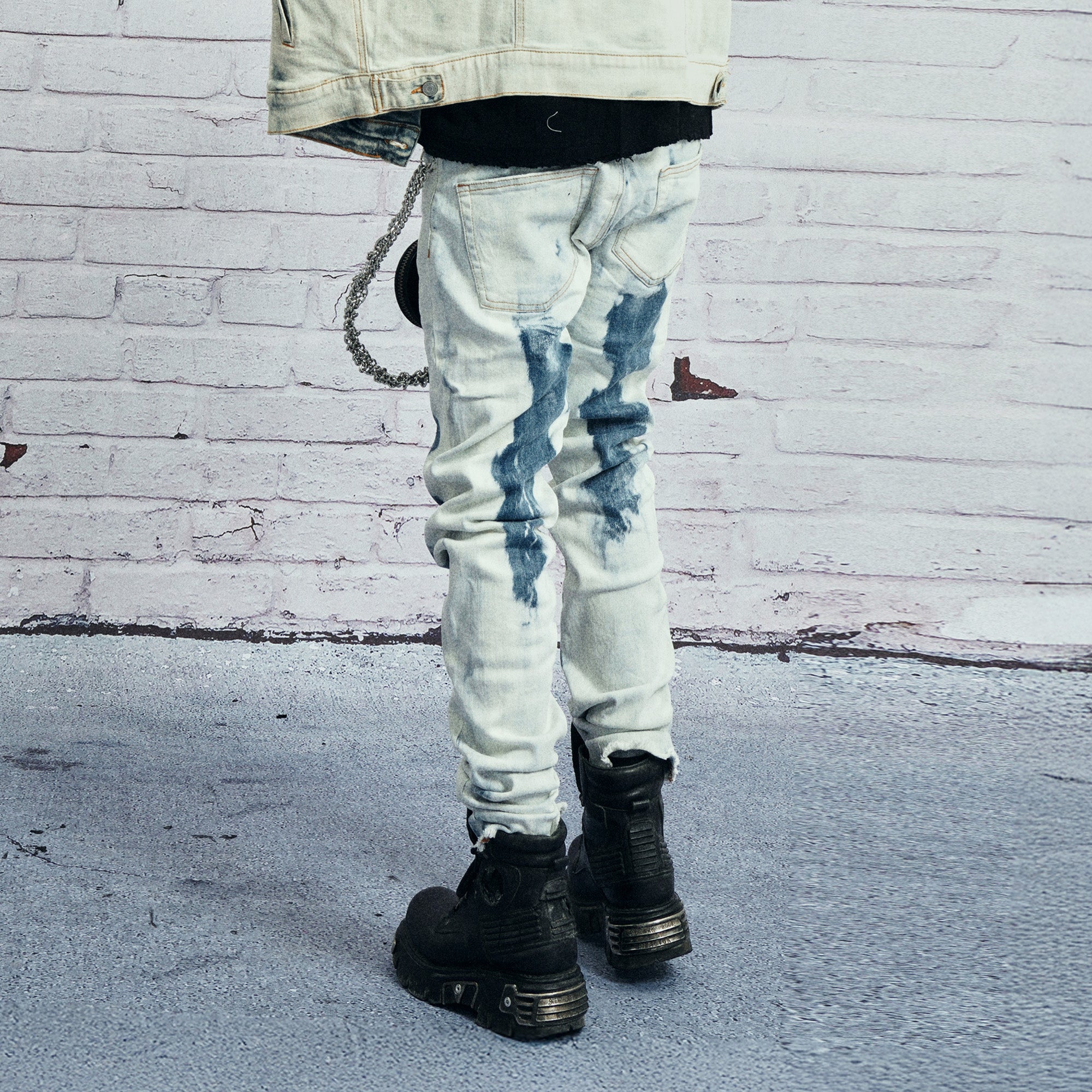 VENTUREK Distressed Washed Zippered Studded Slim Jeans, premium urban and streetwear designers apparel on PROJECTISR.com, VENTUREK