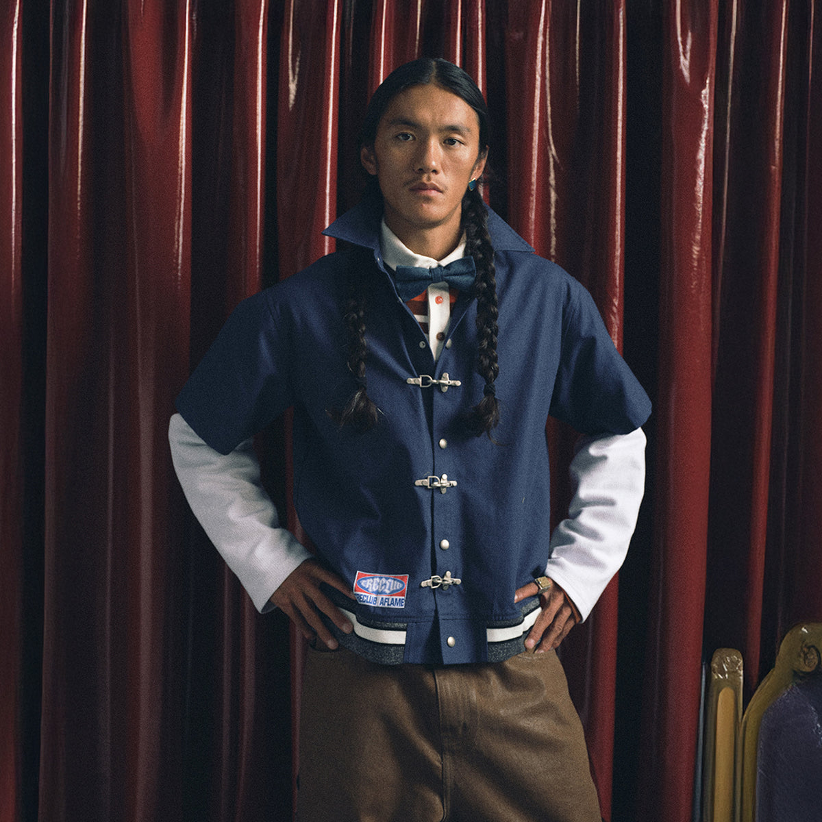 TRECLUB Hook-Buckle Layered Canvas Jacket