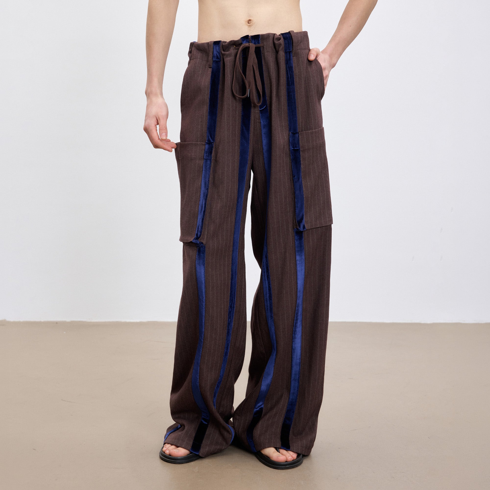 TUIMU Velvet Stripe Patch Cargo Pants, premium urban and streetwear designers apparel on PROJECTISR.com, TUIMU