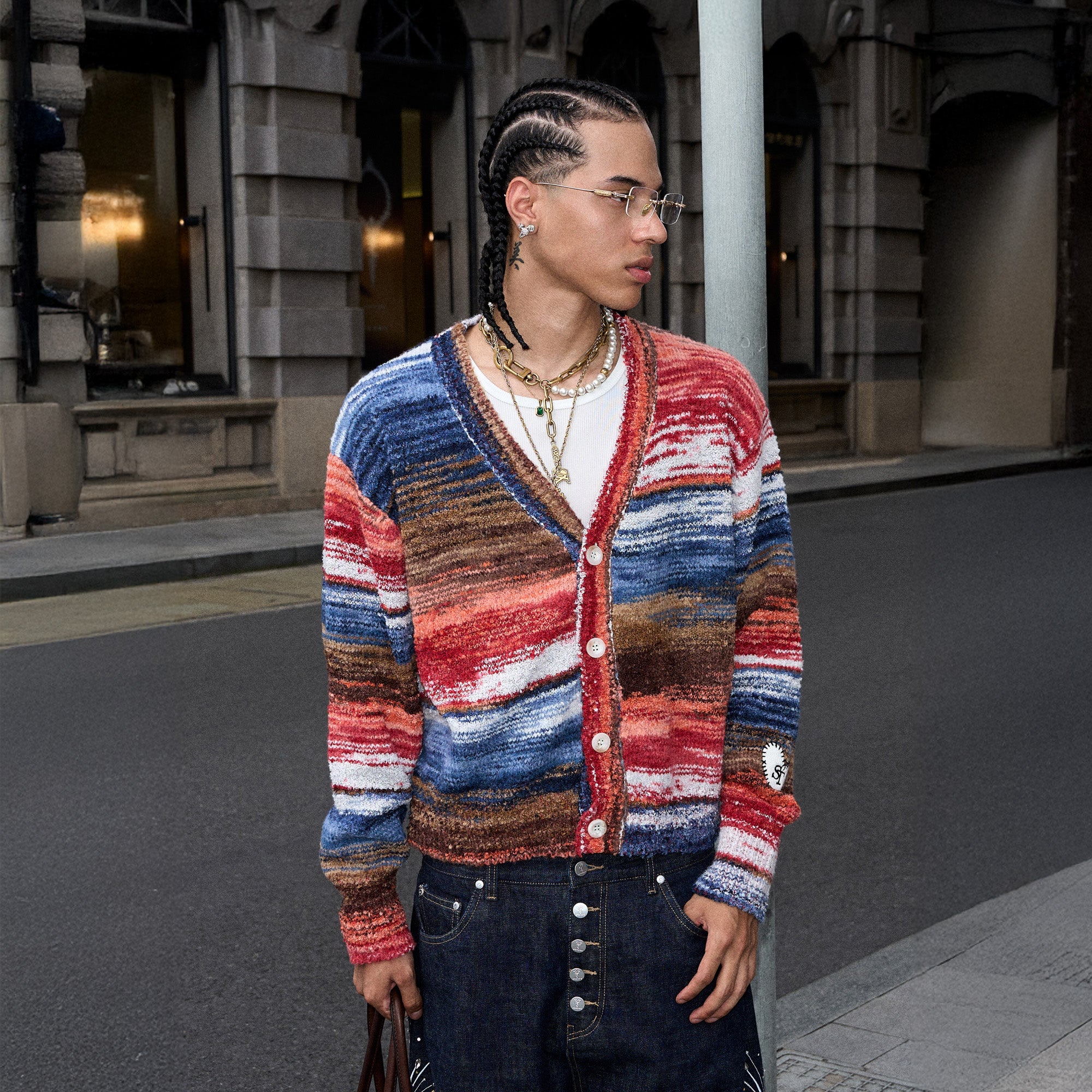 STEEPC Gradient Heartpatch Boxy Cardigan, premium urban and streetwear designers apparel on PROJECTISR.com, STEEPC