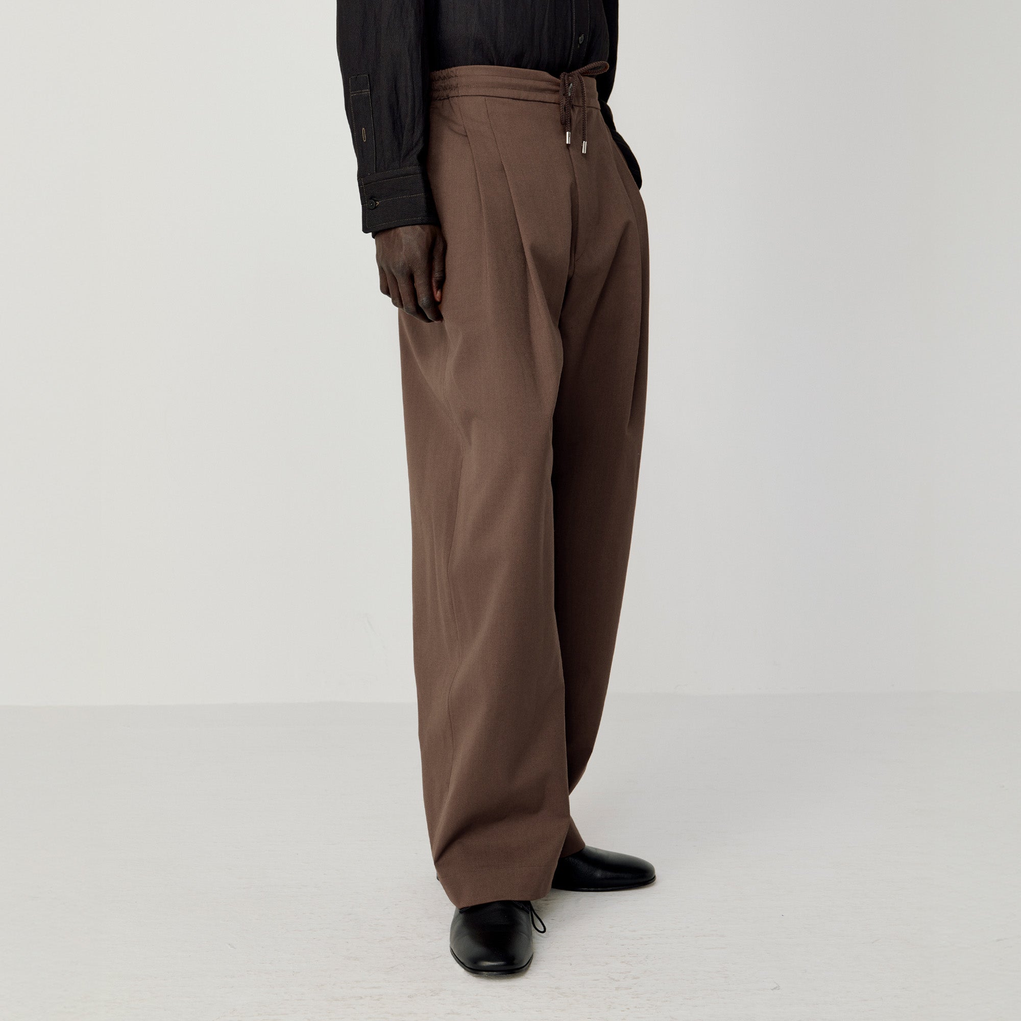 OPICLOTH Wool-Blend Pleated Drawstring Trousers