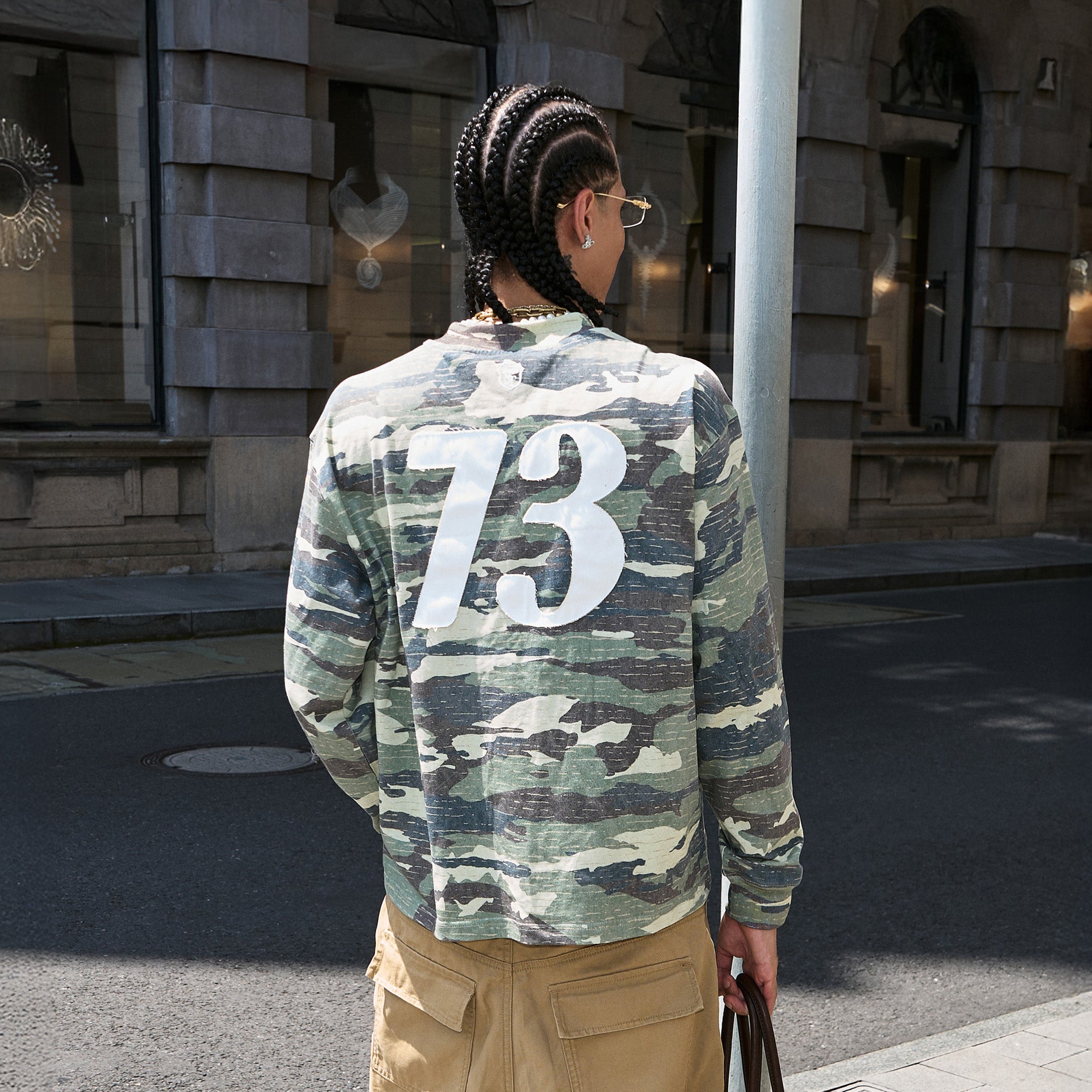 STEEPC No.73 Patch Washed Camo Long-Sleeve Tee, premium urban and streetwear designers apparel on PROJECTISR.com, STEEPC