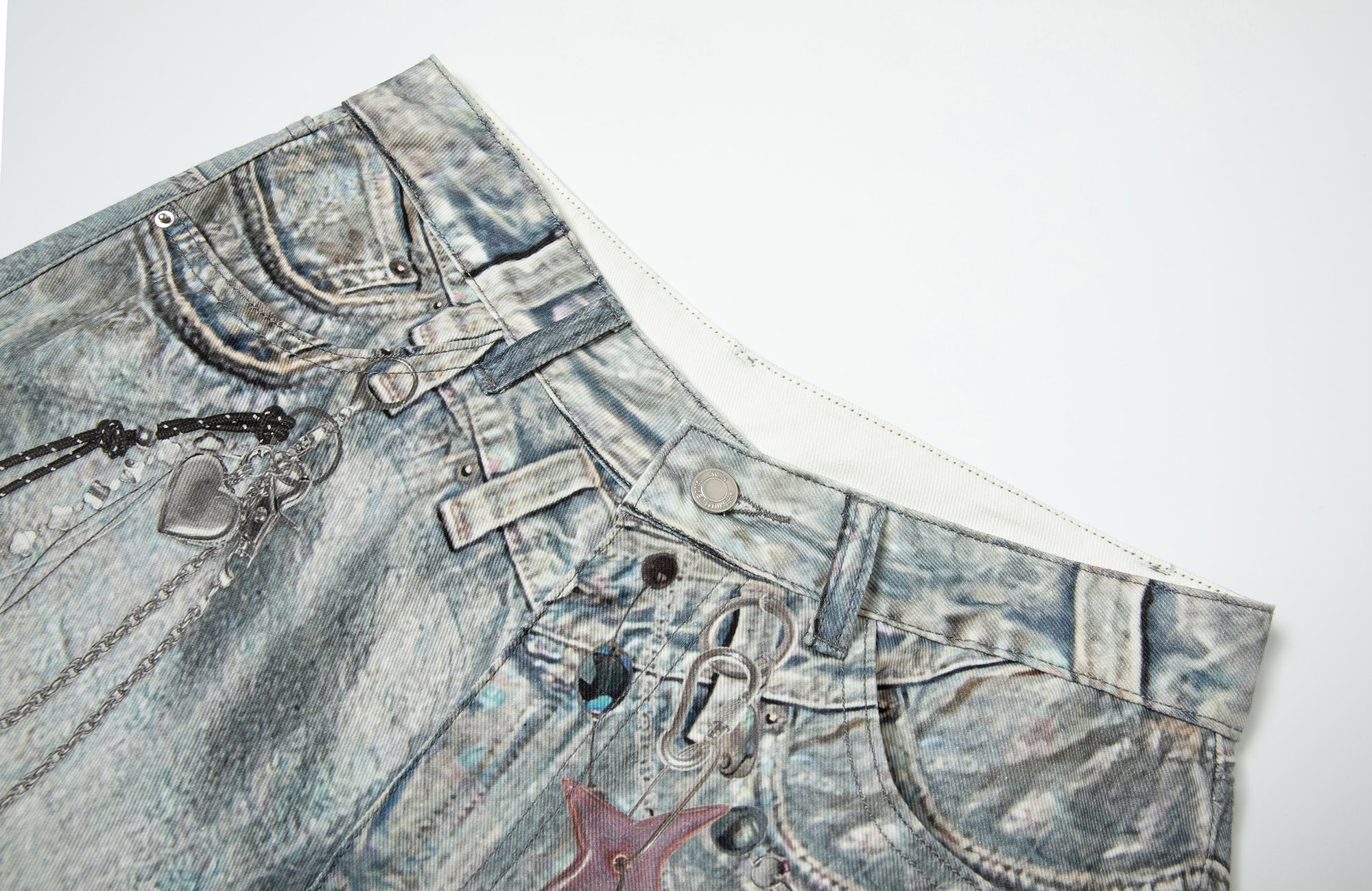 TGNS Beaded Graphic Distressed Oversized Jeans