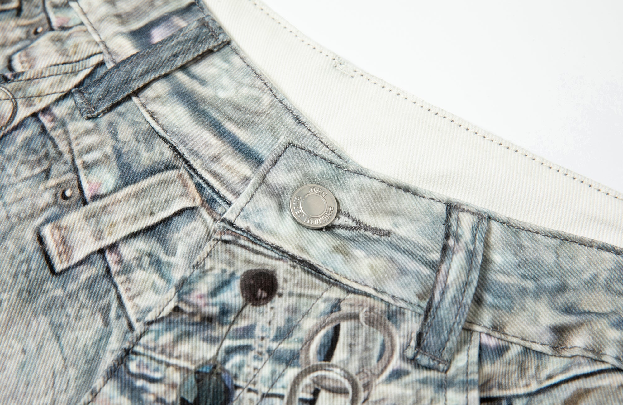 TGNS Beaded Graphic Distressed Oversized Jeans