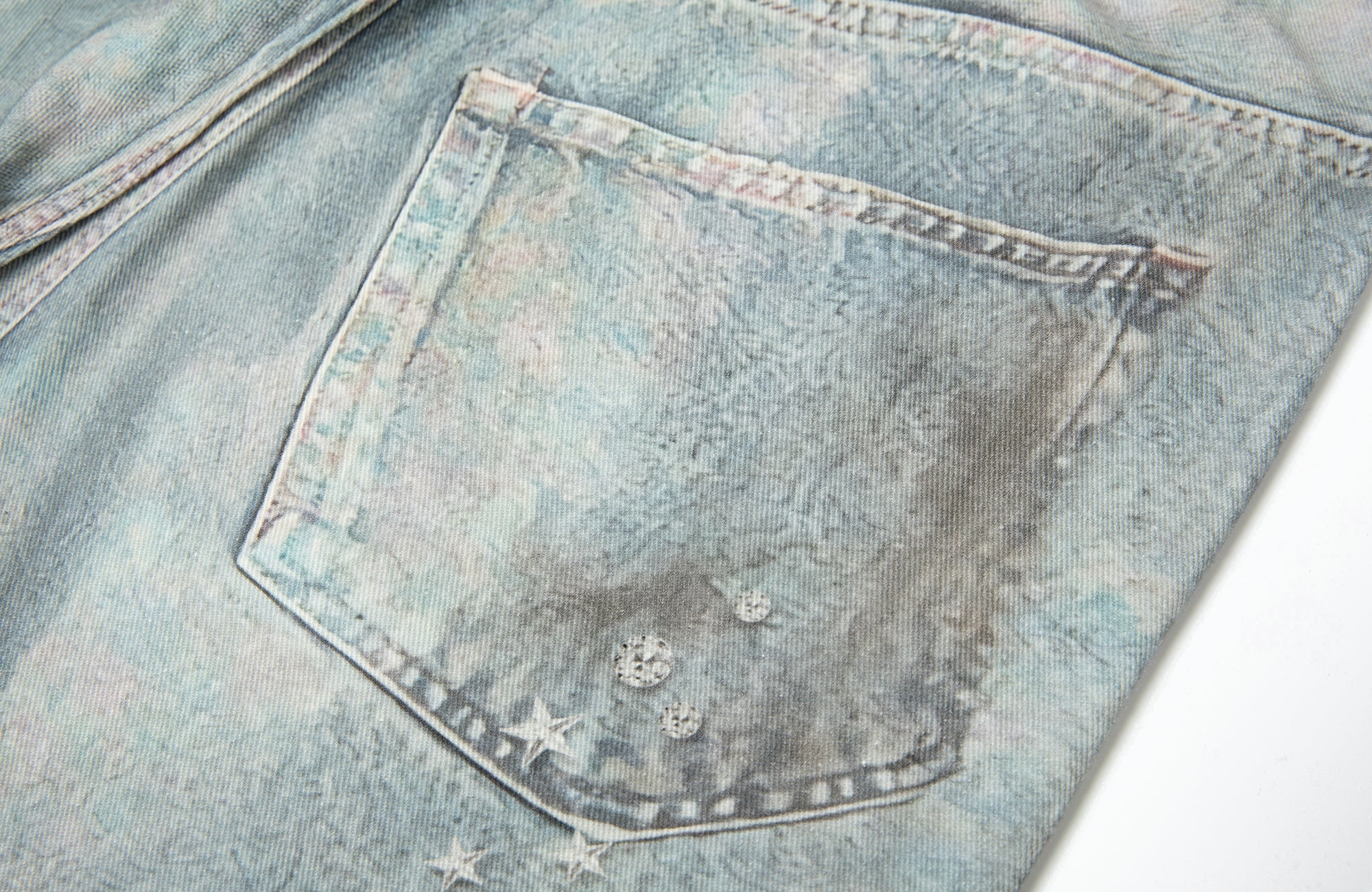 TGNS Beaded Graphic Distressed Oversized Jeans