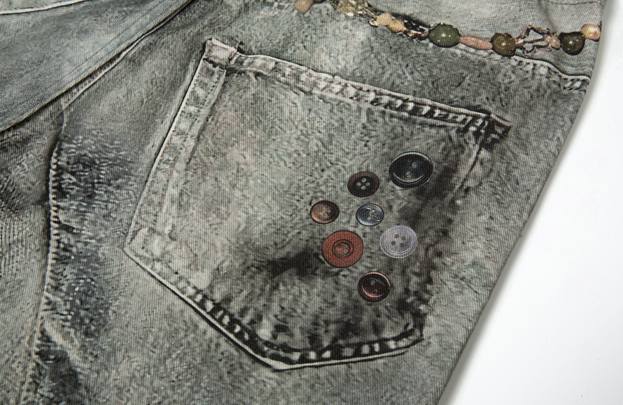TGNS Beaded Graphic Distressed Oversized Jeans