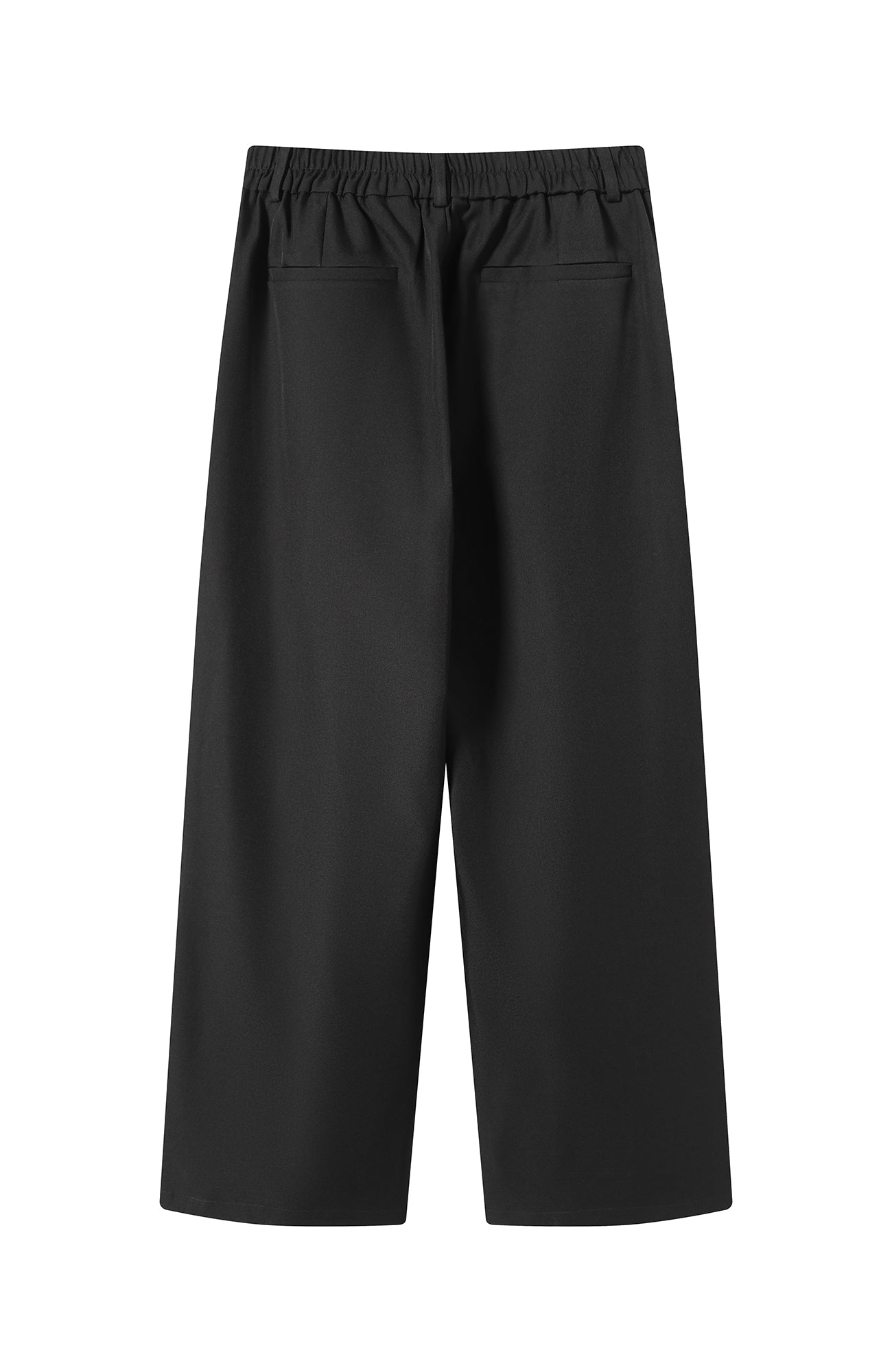 TGNS Elastic Waistband Pleated Wide-Leg Trousers