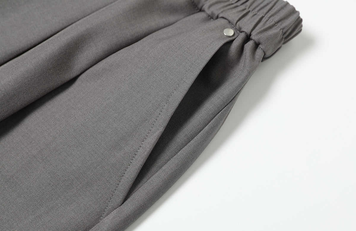 TGNS Elastic Waistband Pleated Wide-Leg Trousers
