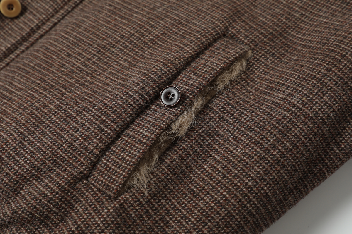 TGNS Striped Faux Fur Collar Cotton-Padded Jacket