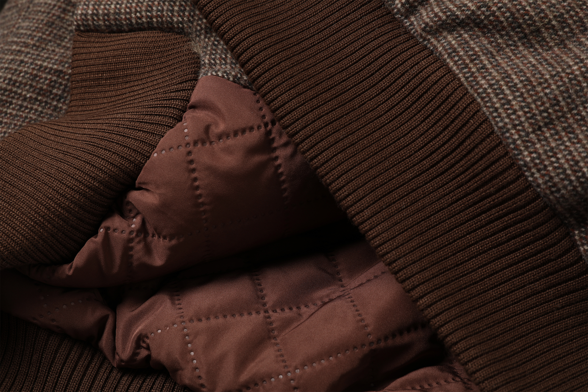 TGNS Striped Faux Fur Collar Cotton-Padded Jacket