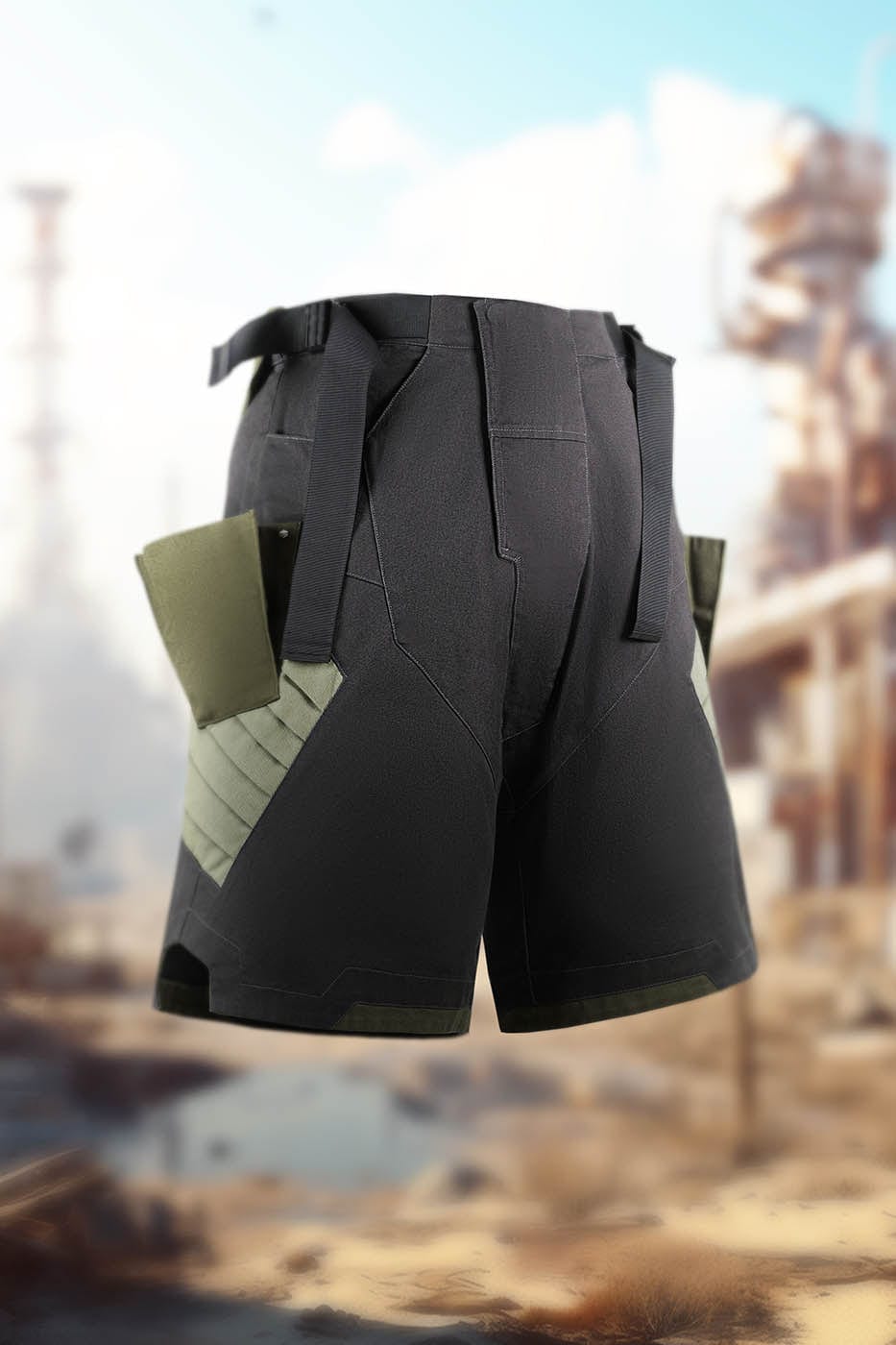 XIPHEVIL Deconstructed Multi-Pocket Armour Shorts, premium urban and streetwear designers apparel on PROJECTISR.com, XIPHEVIL