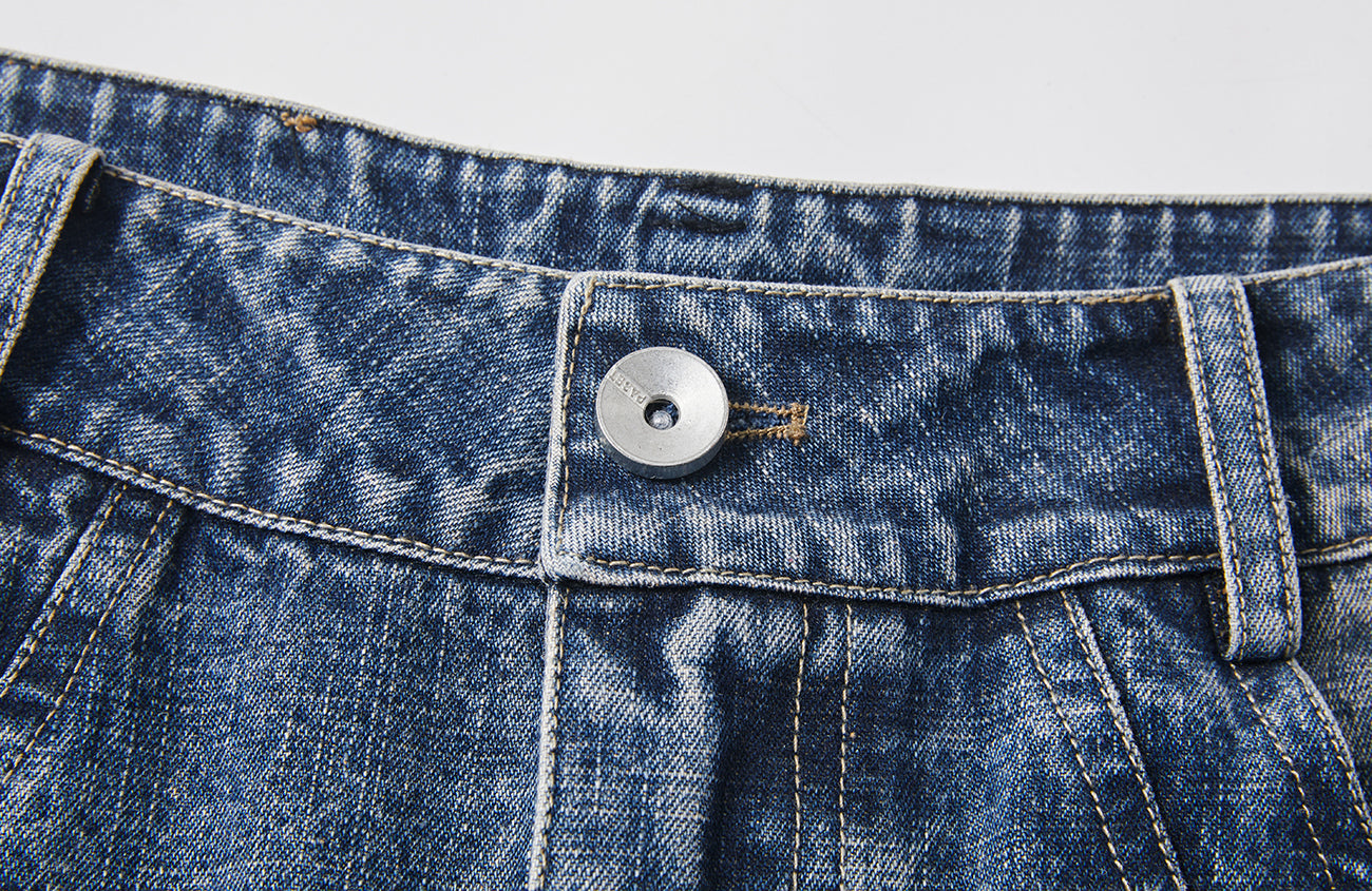 PASET Plaid Patch Distressed Wide-Leg Jeans