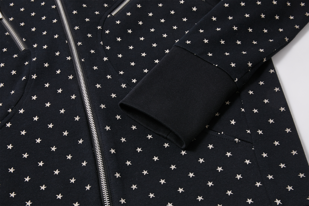 PASET Star Jacquard Embroidered Zip-Up Hoodie
