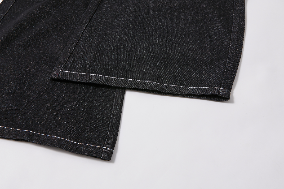 PASET Embroidered Spliced Tie Detail Slim Jeans