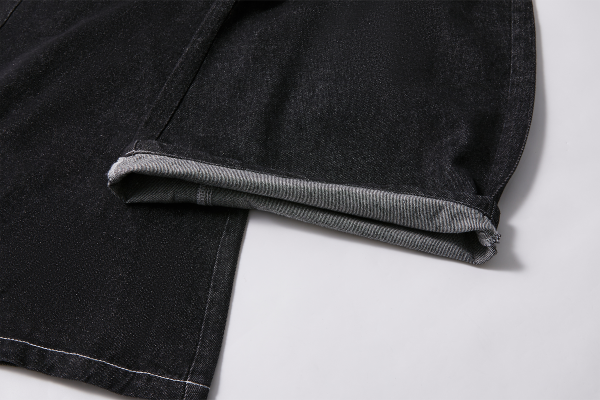 PASET Embroidered Spliced Tie Detail Slim Jeans