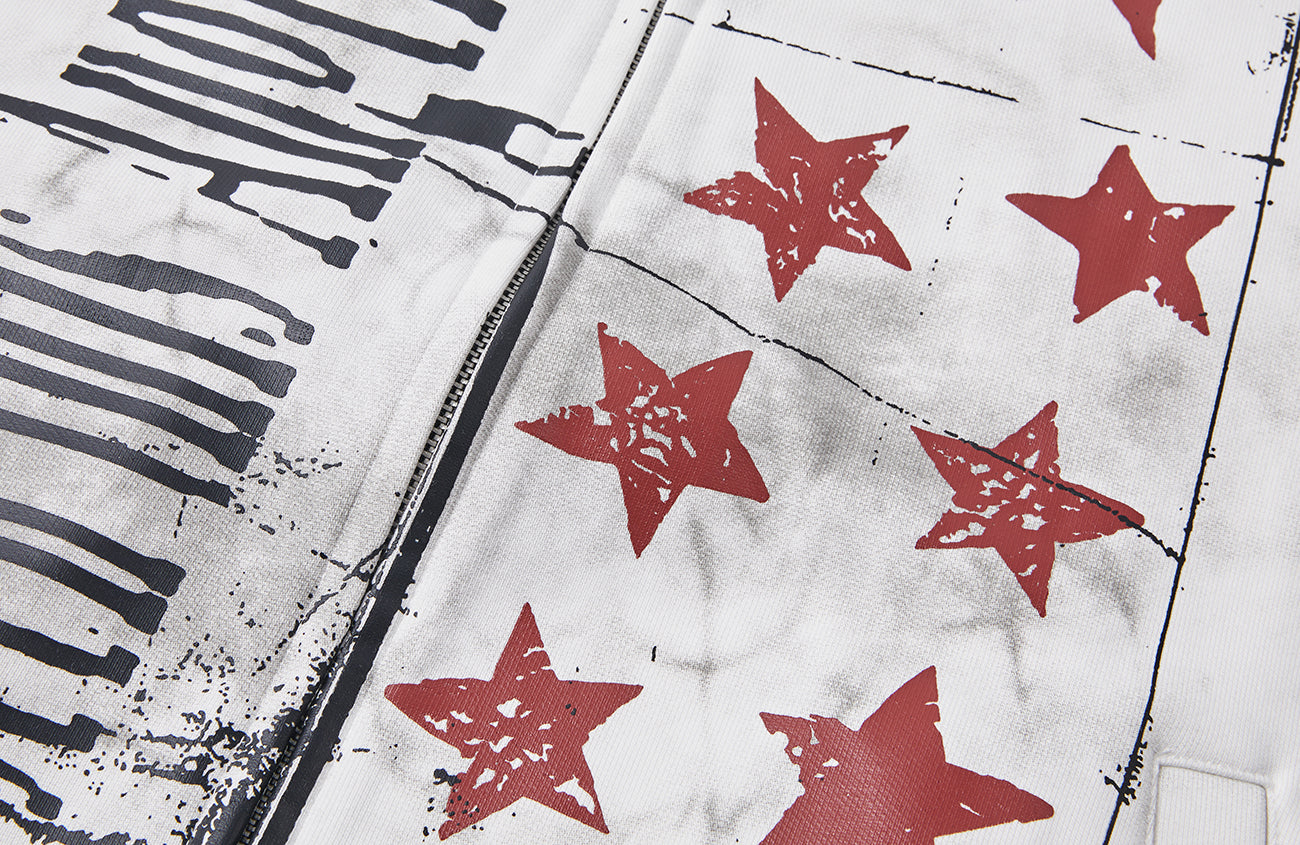 PASET Dirty Wash Star Graphic Track Jacket