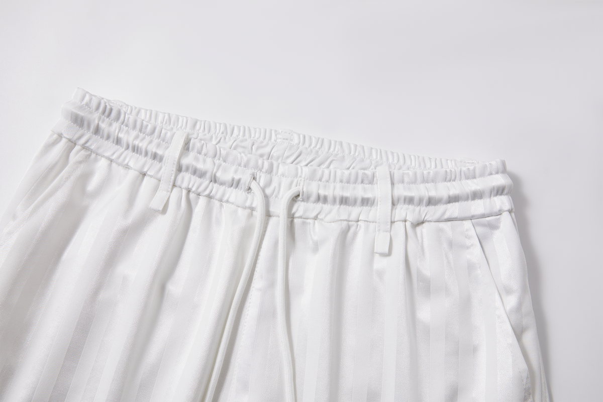 PASET Striped Embroidered Wide-Leg Pants
