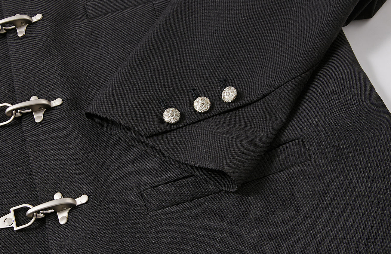 PASET Frog Buckle Stand Collar Jacket