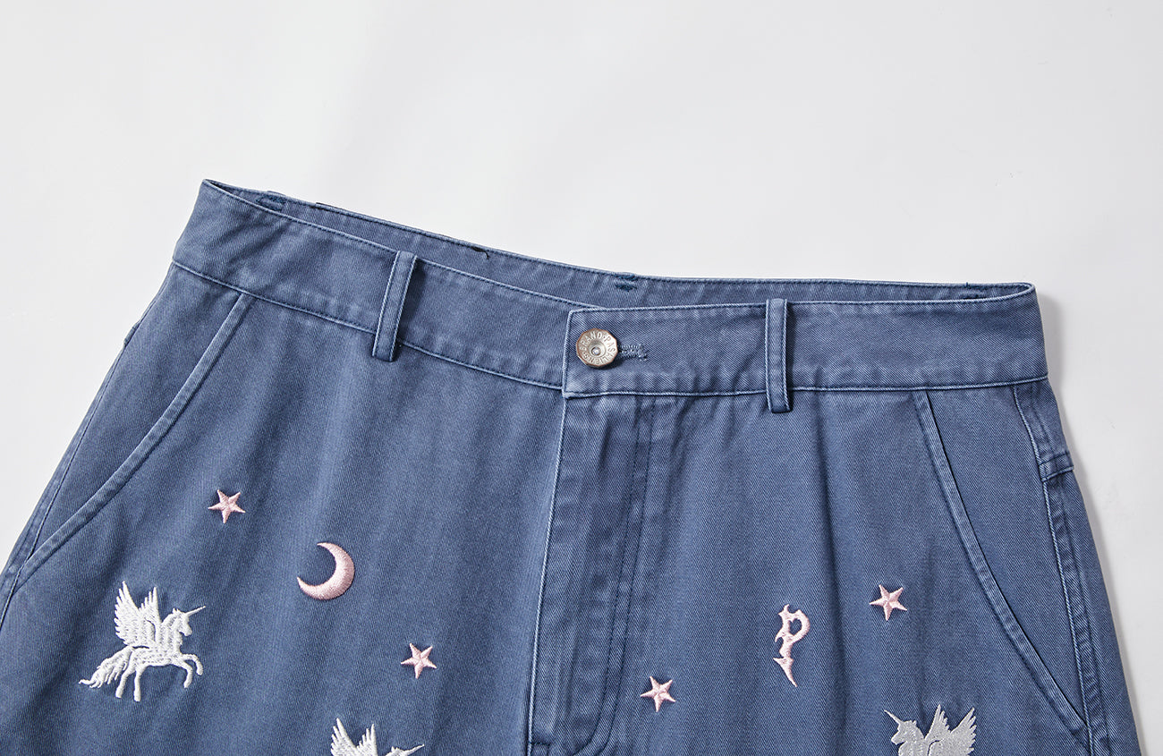 PASET Unicorn Embroidered Cargo Shorts