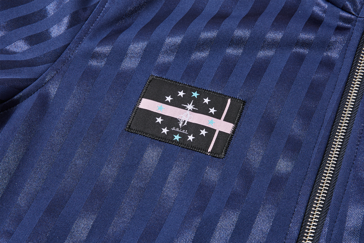 PASET Striped Star-Graphic Spliced Stand-Collar Zip Jacket