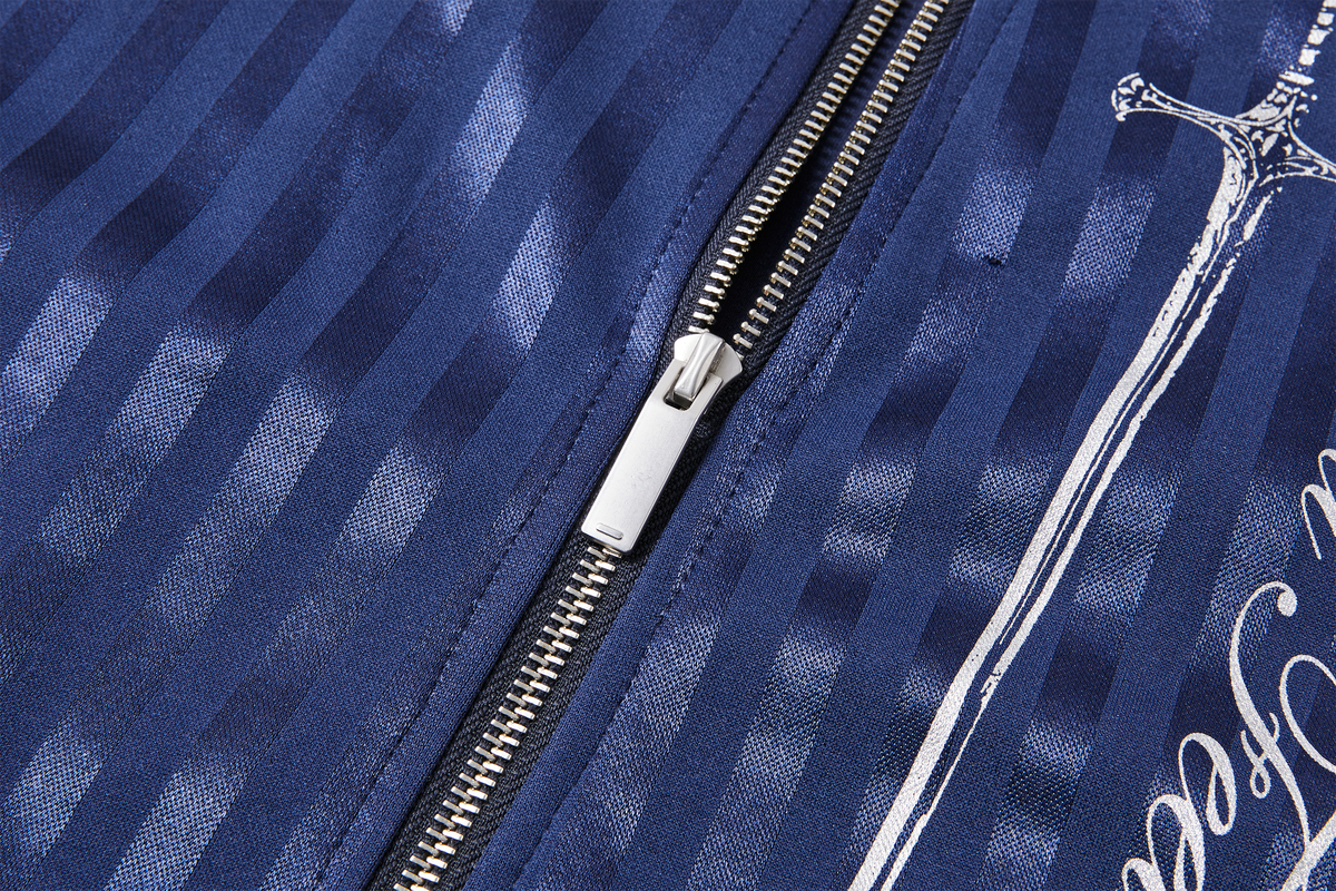 PASET Striped Star-Graphic Spliced Stand-Collar Zip Jacket