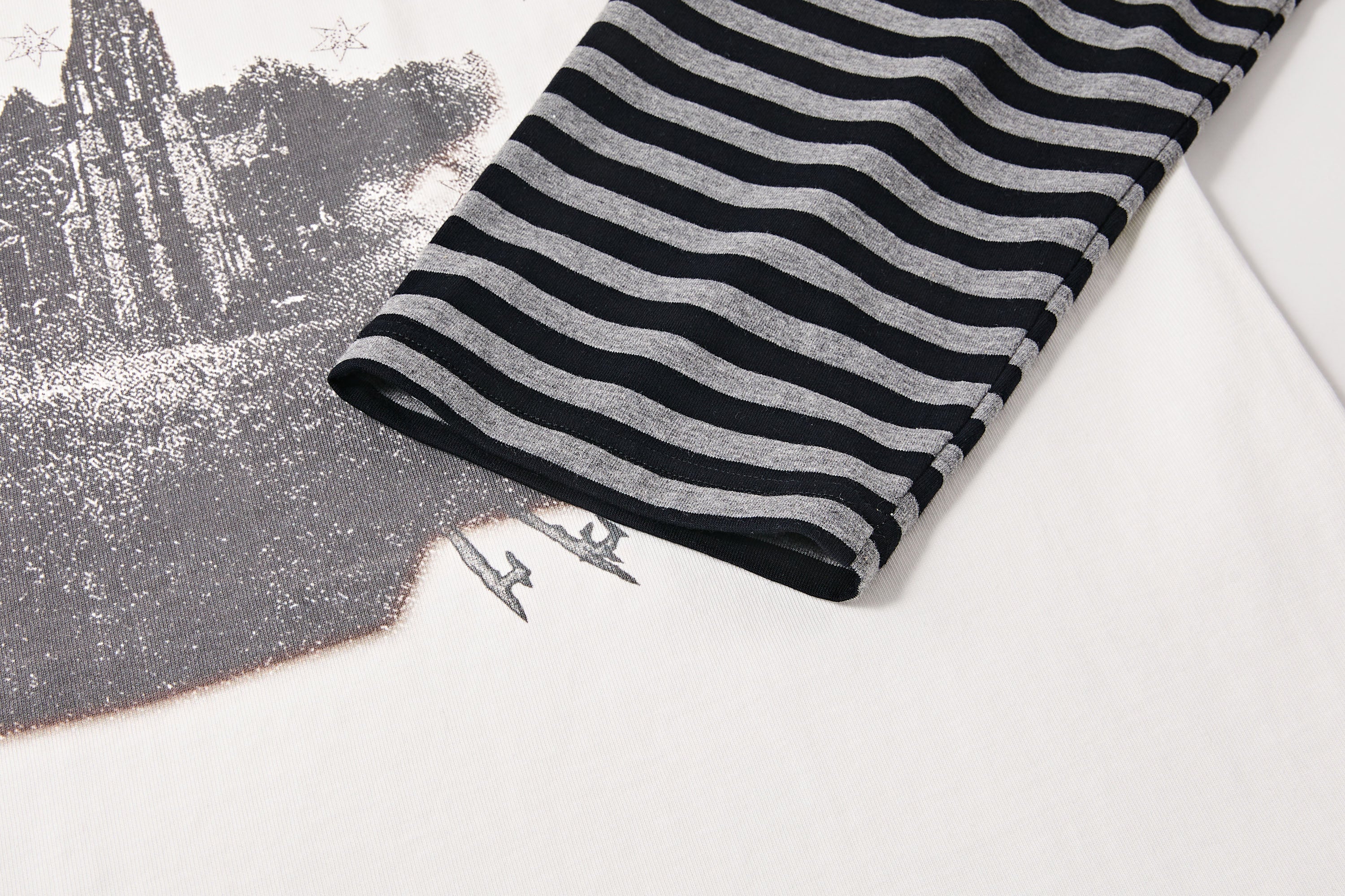 PASET Layered Stripe Graphic Long-Sleeve Tee