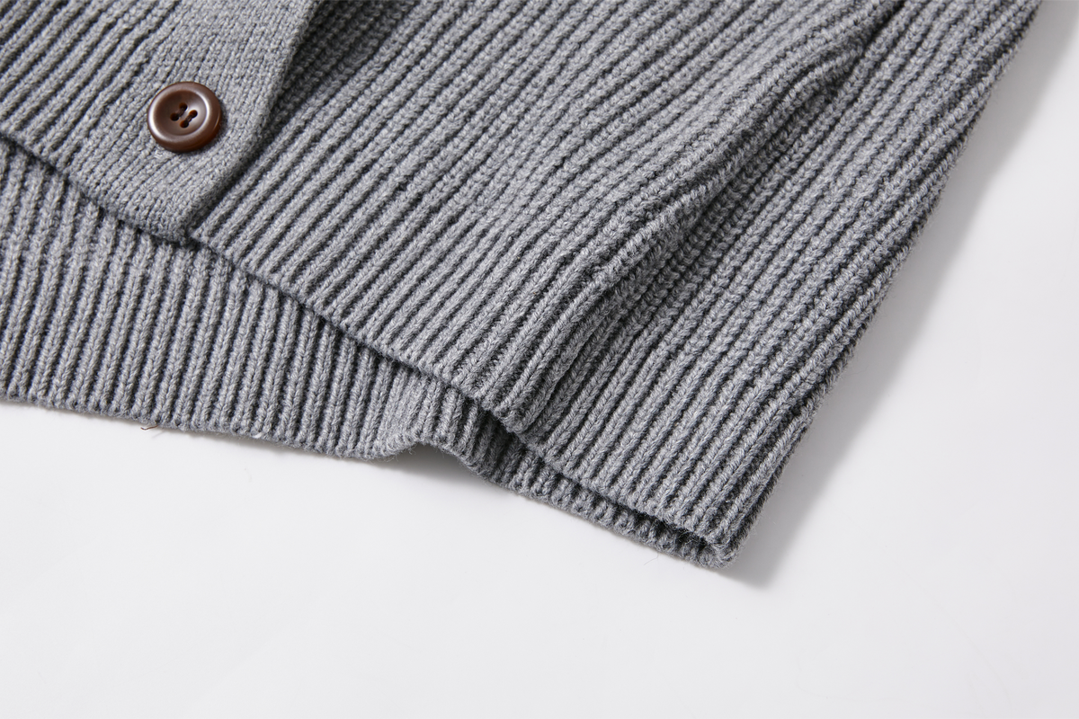 KREATE Asymmetrical Collar Ribbed Open-Front Sweater