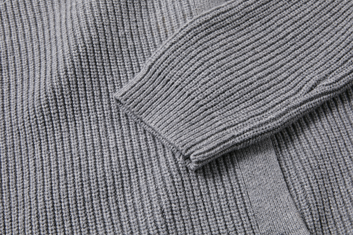 KREATE Asymmetrical Collar Ribbed Open-Front Sweater