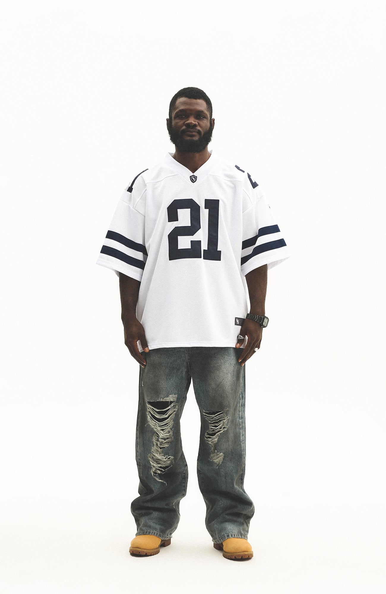 UNTILWERICH V-Neck Striped Hockey Short-Sleeve Jersey