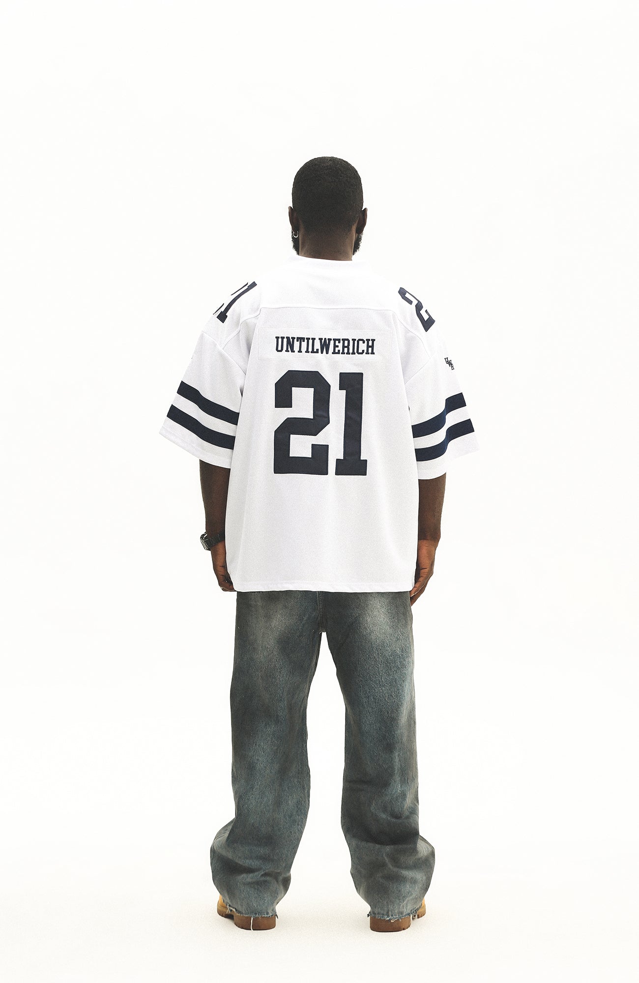 UNTILWERICH V-Neck Striped Hockey Short-Sleeve Jersey