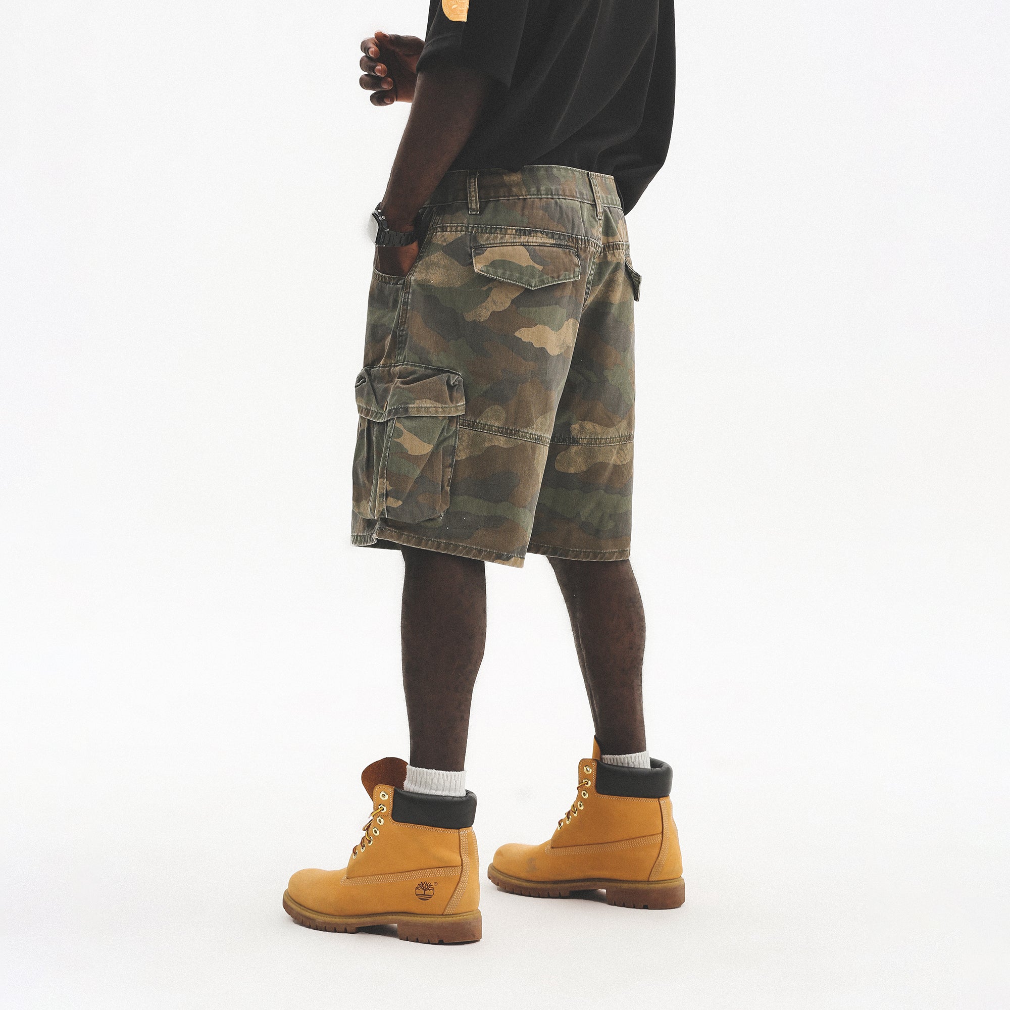 UNTILWERICH Washed Camo Cargo Shorts