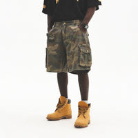 UNTILWERICH Washed Camo Cargo Shorts