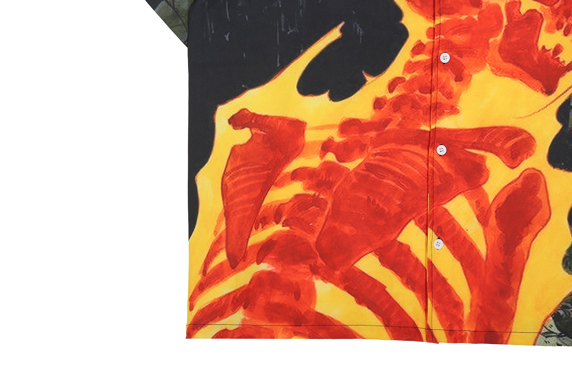 UNTILWERICH Flame Skeleton Graphic Half Shirt